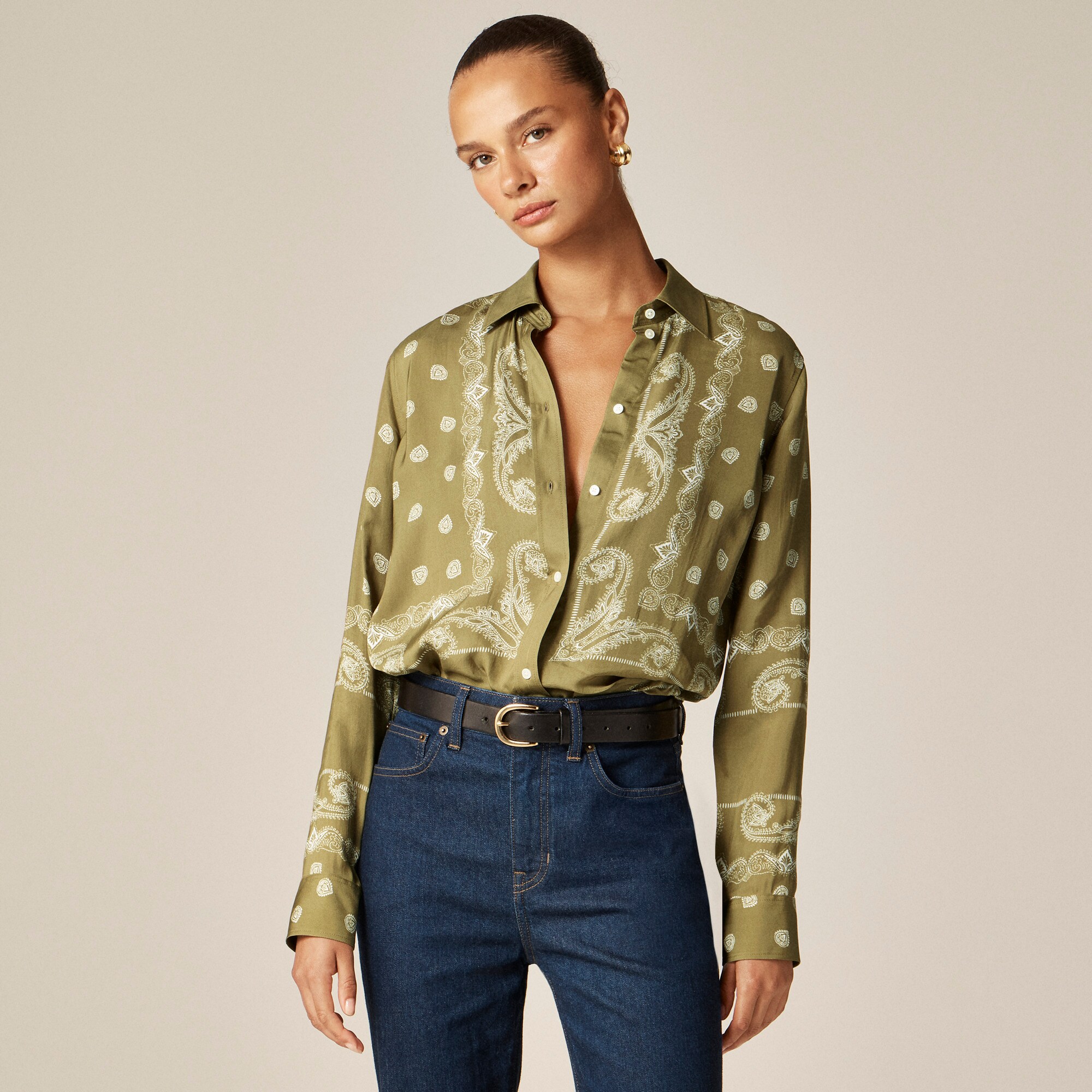  Jules classic-fit shirt in sage scarf print
