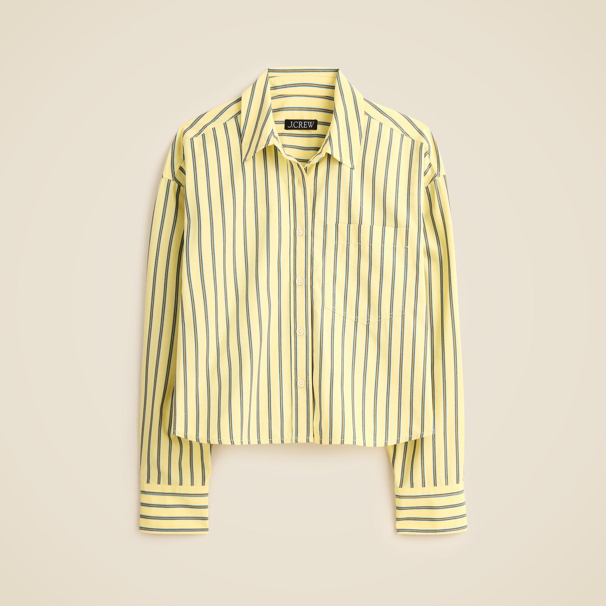 Étienne cropped button-up shirt in striped cotton poplin