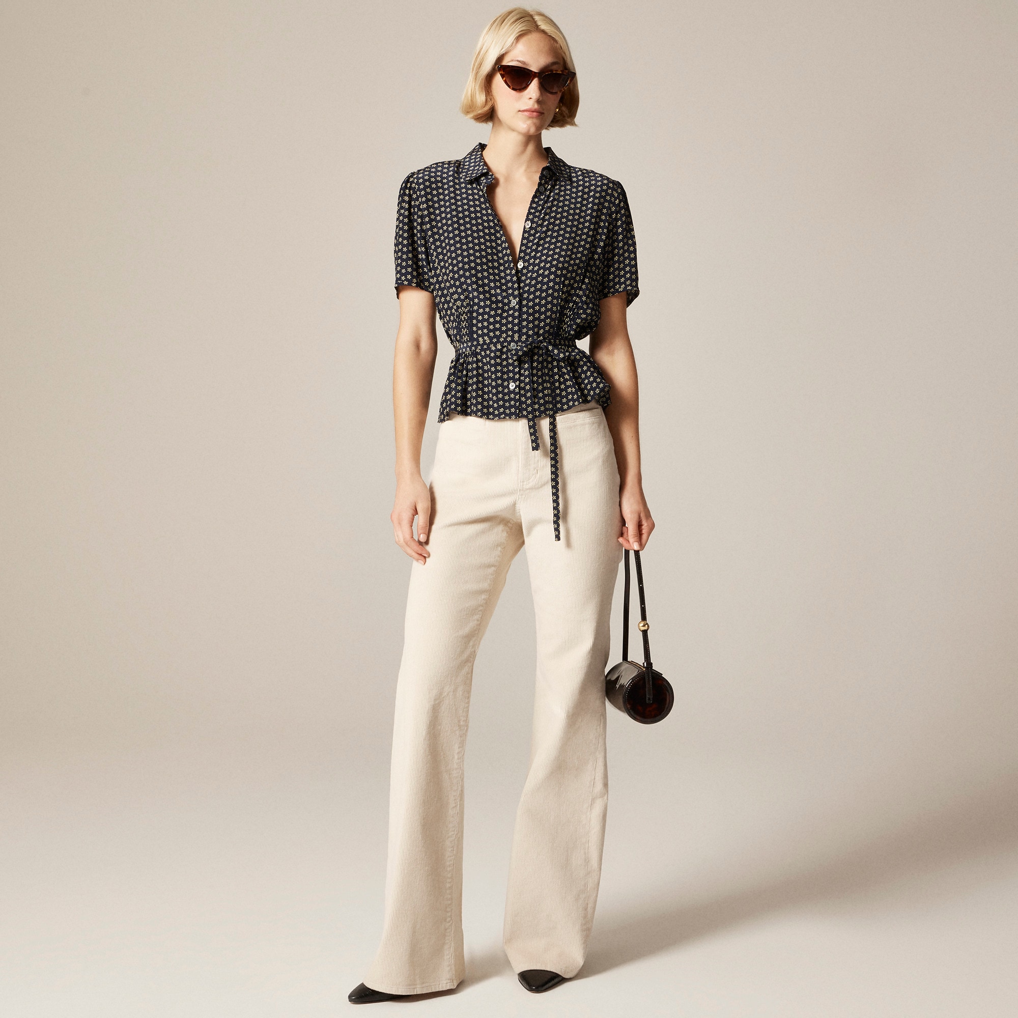 Button-up Tie-waist Shirt In Floral Print For Women | J.Crew