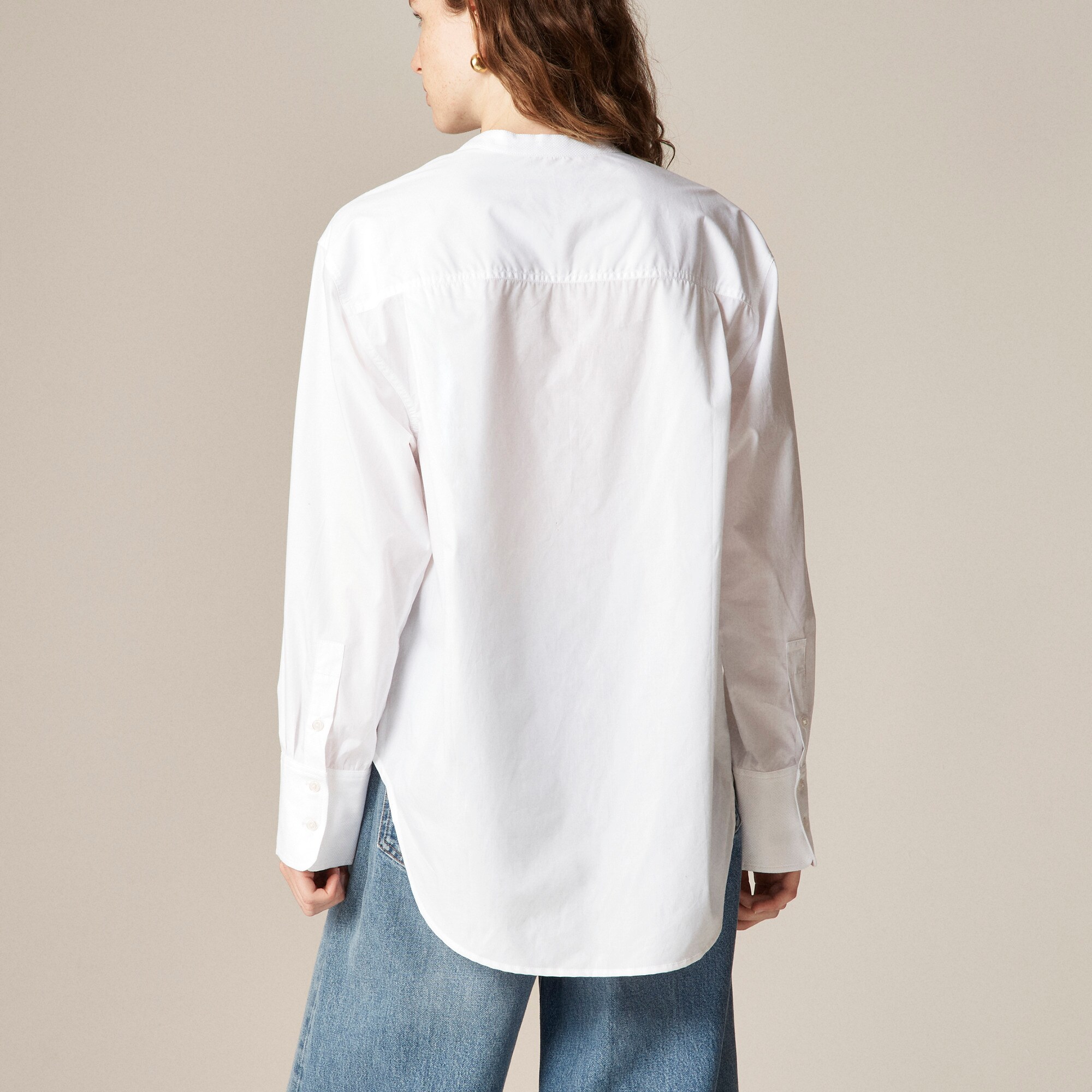 Tuxedo popover shirt in cotton poplin