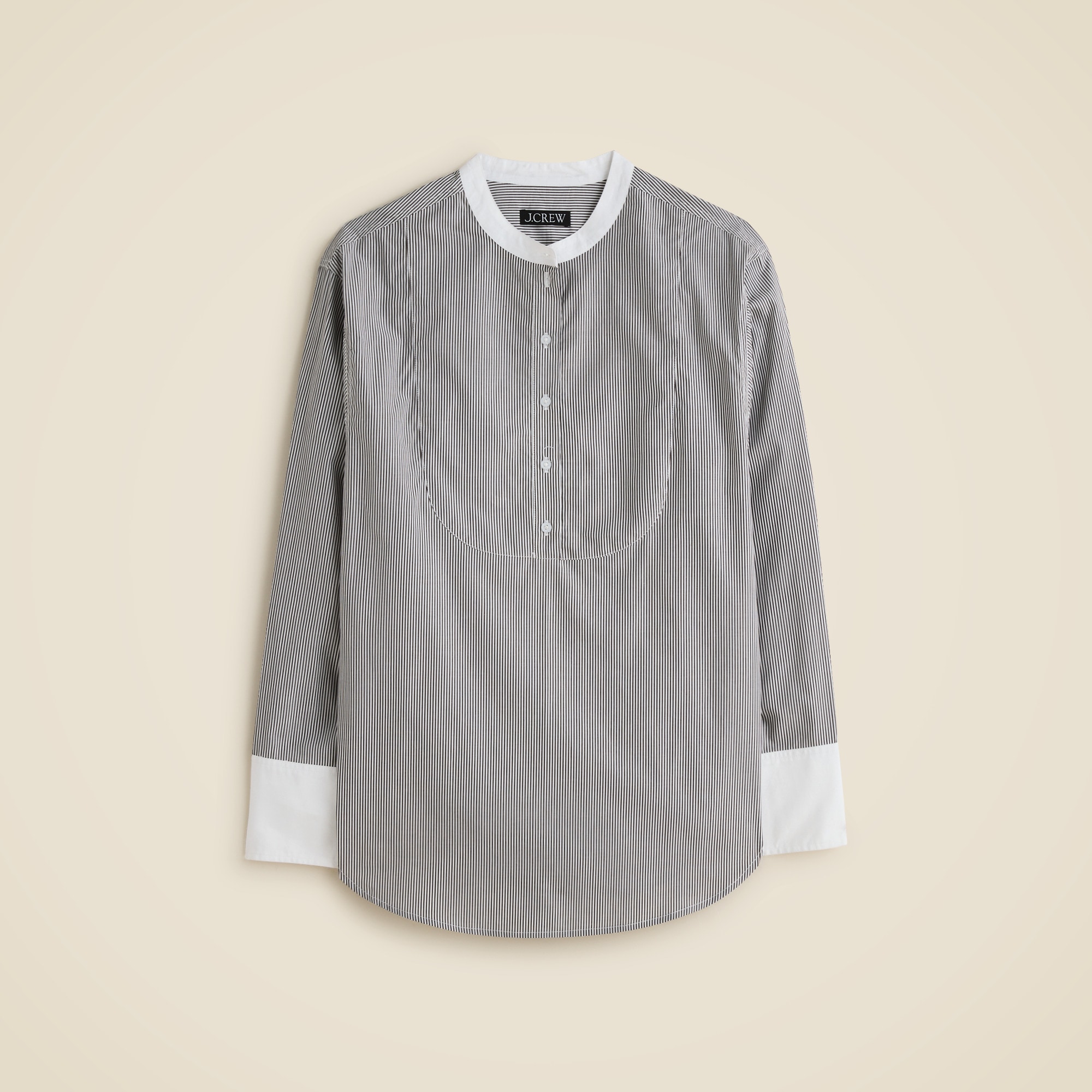  Tuxedo popover shirt in striped cotton poplin