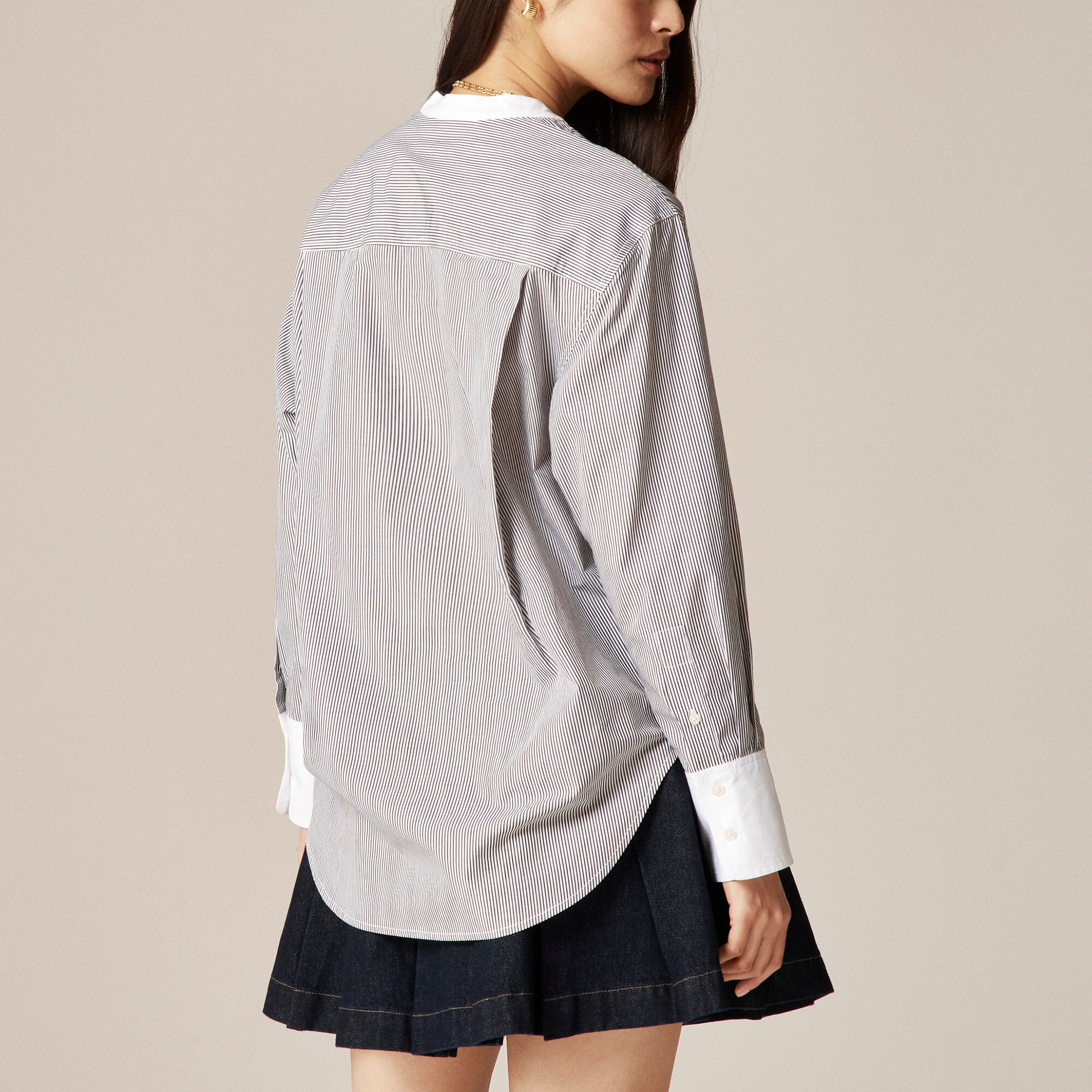 Tuxedo Popover Shirt In Striped Cotton Poplin For Women | J.Crew