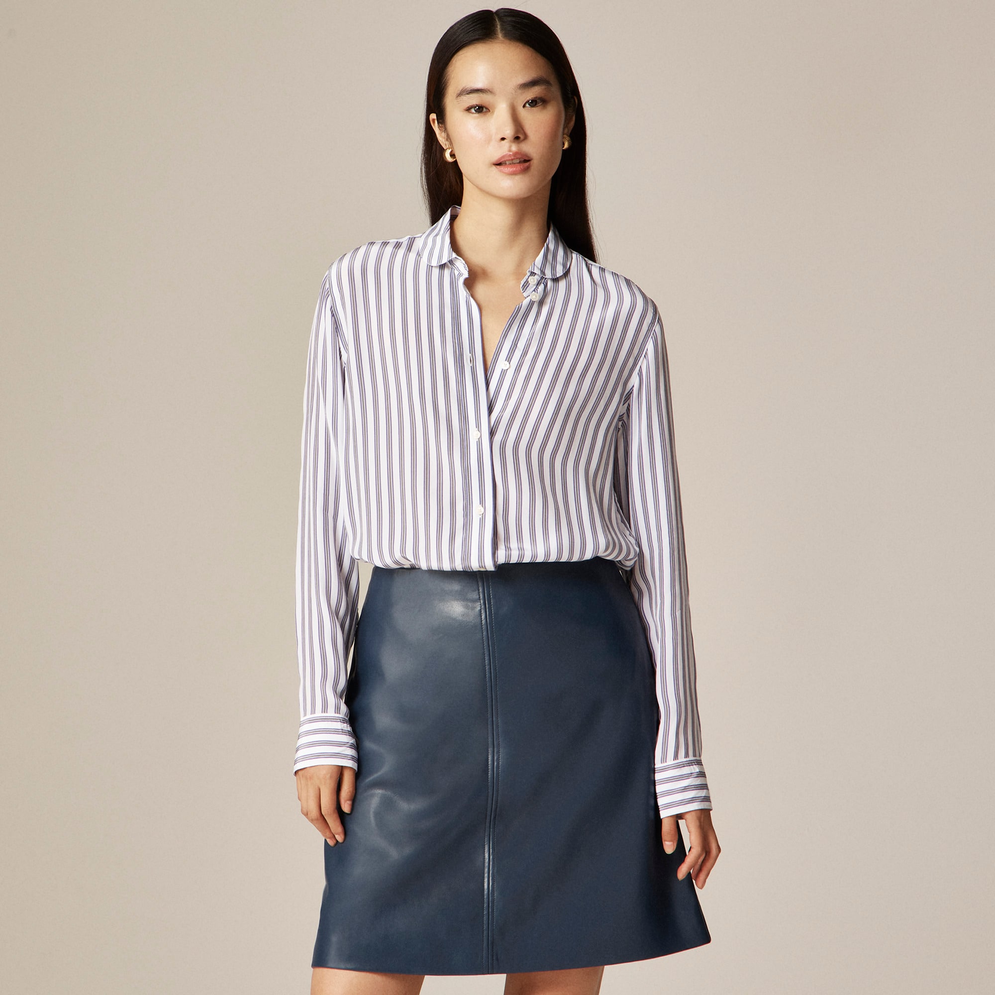 Jules classic-fit shirt in striped crepe de chine