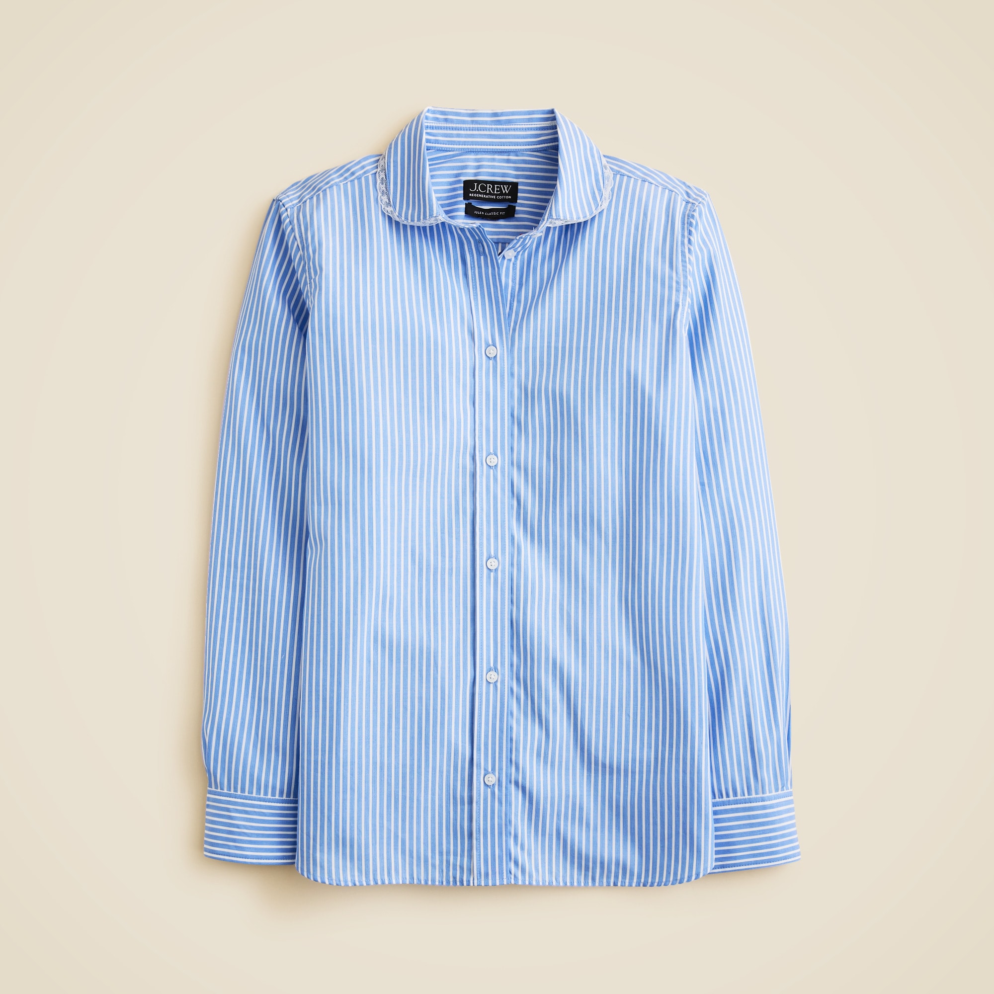 Jules club-collar shirt in striped cotton poplin