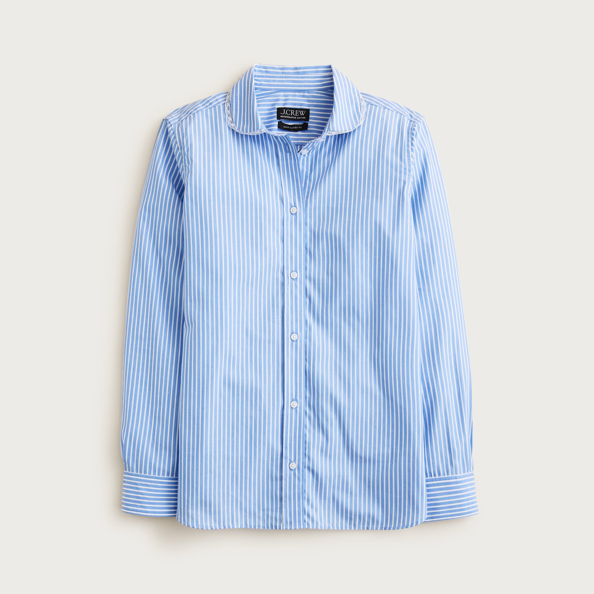  Petite Jules club-collar shirt in striped cotton poplin