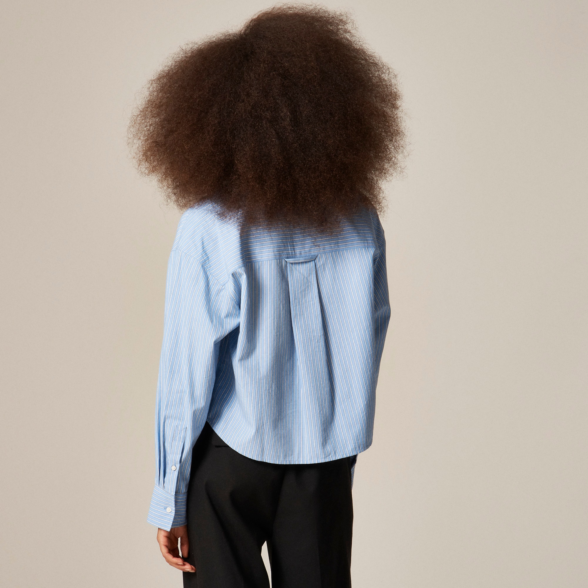 Étienne cropped button-up shirt with embellishments in stripe