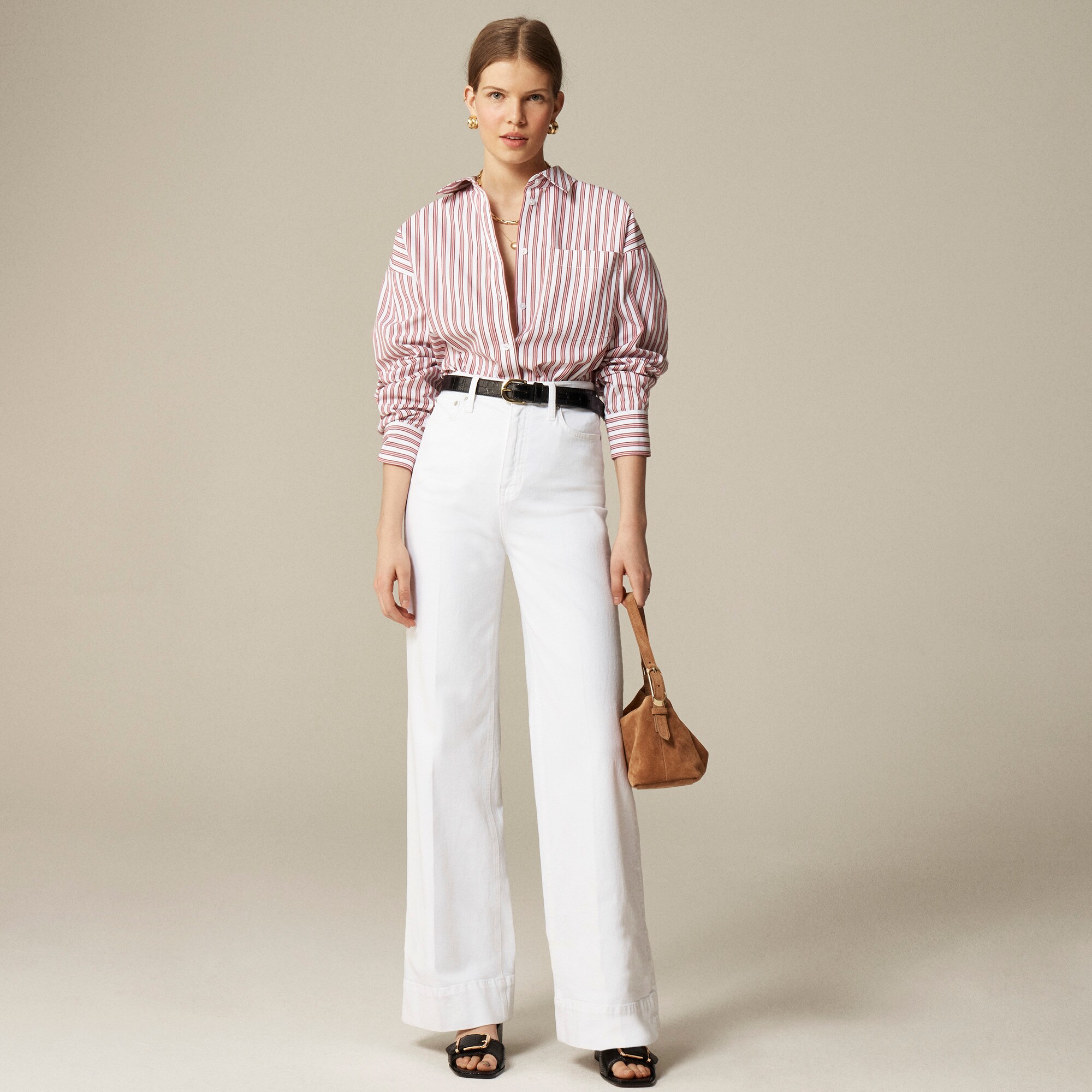 &Eacute;tienne oversized shirt in striped cotton poplin - image 3