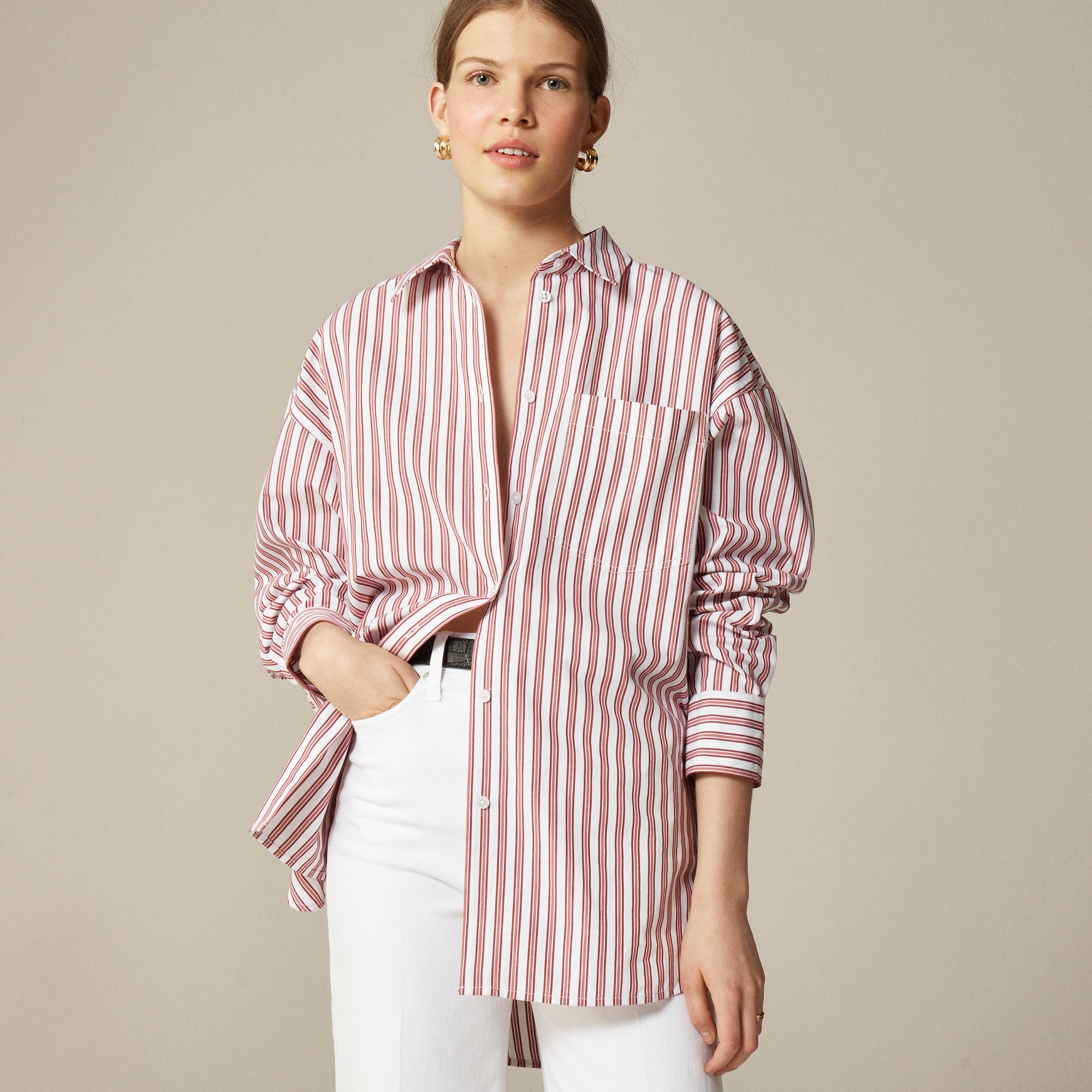 &Eacute;tienne oversized shirt in striped cotton poplin - image 2