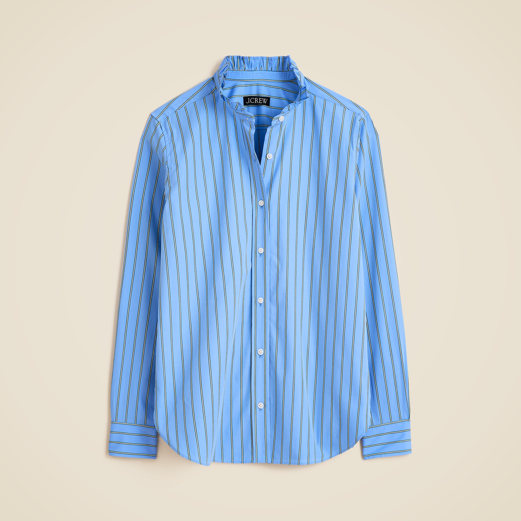 Jules ruffle-collar shirt in striped cotton poplin