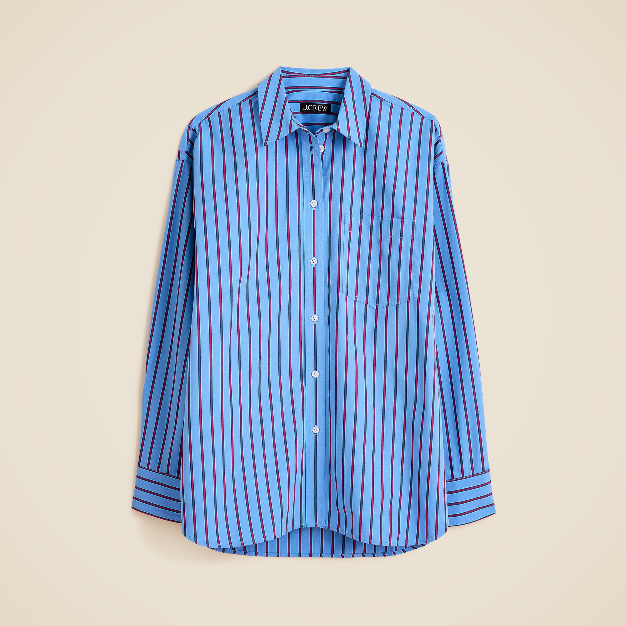 Étienne Oversized Shirt In Striped Cotton Poplin For Women