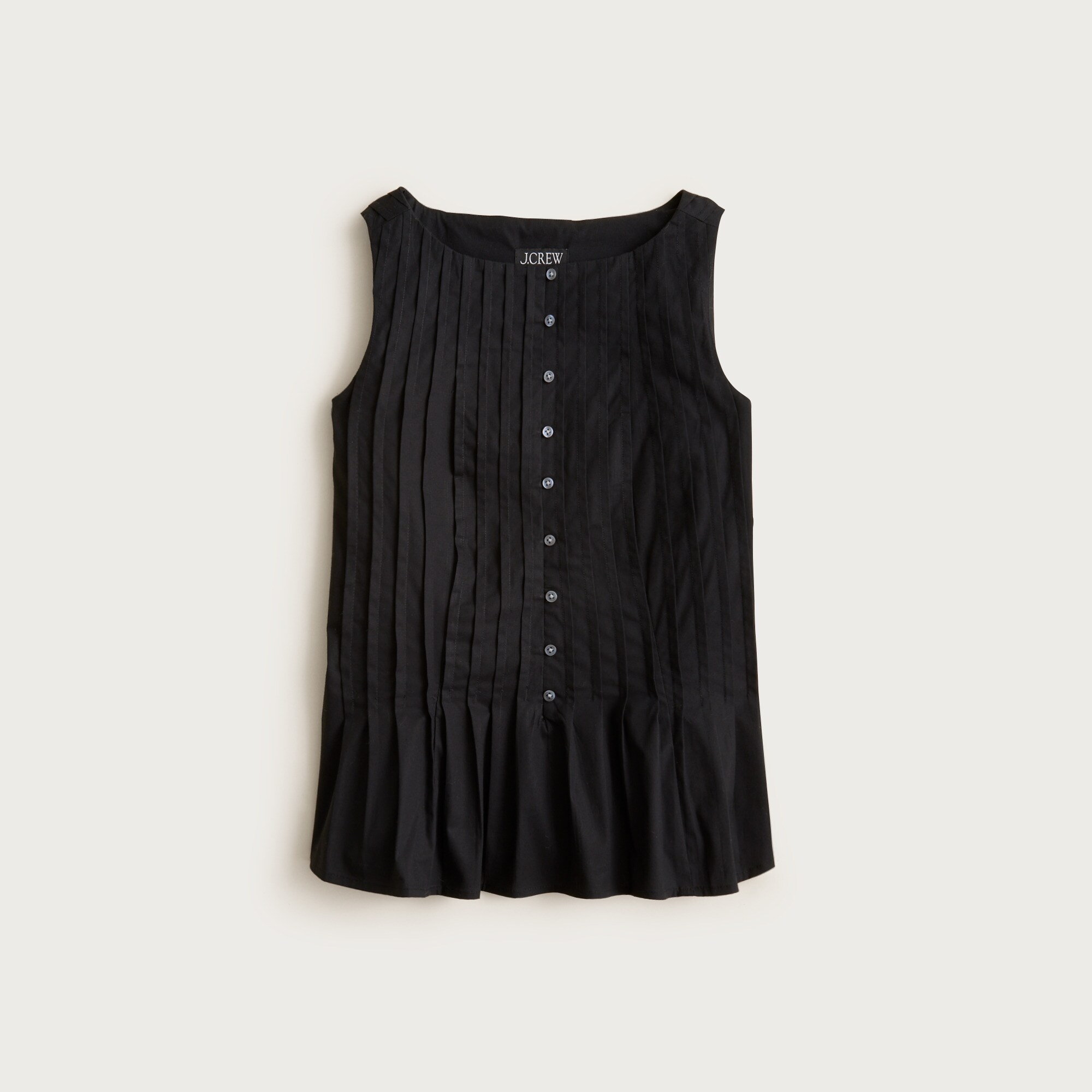 Pintuck top in premium-weight cotton poplin