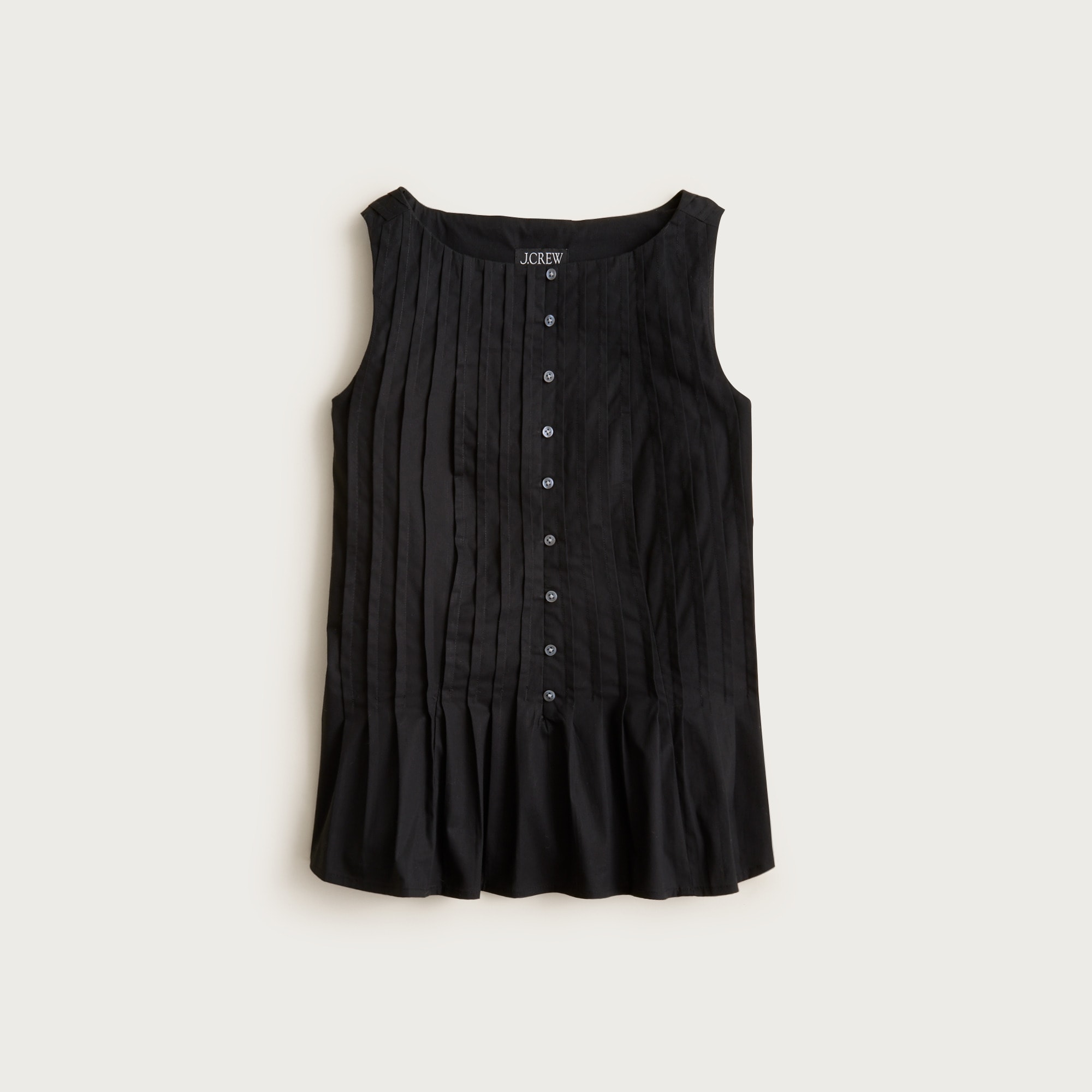 Pintuck top in premium-weight cotton poplin