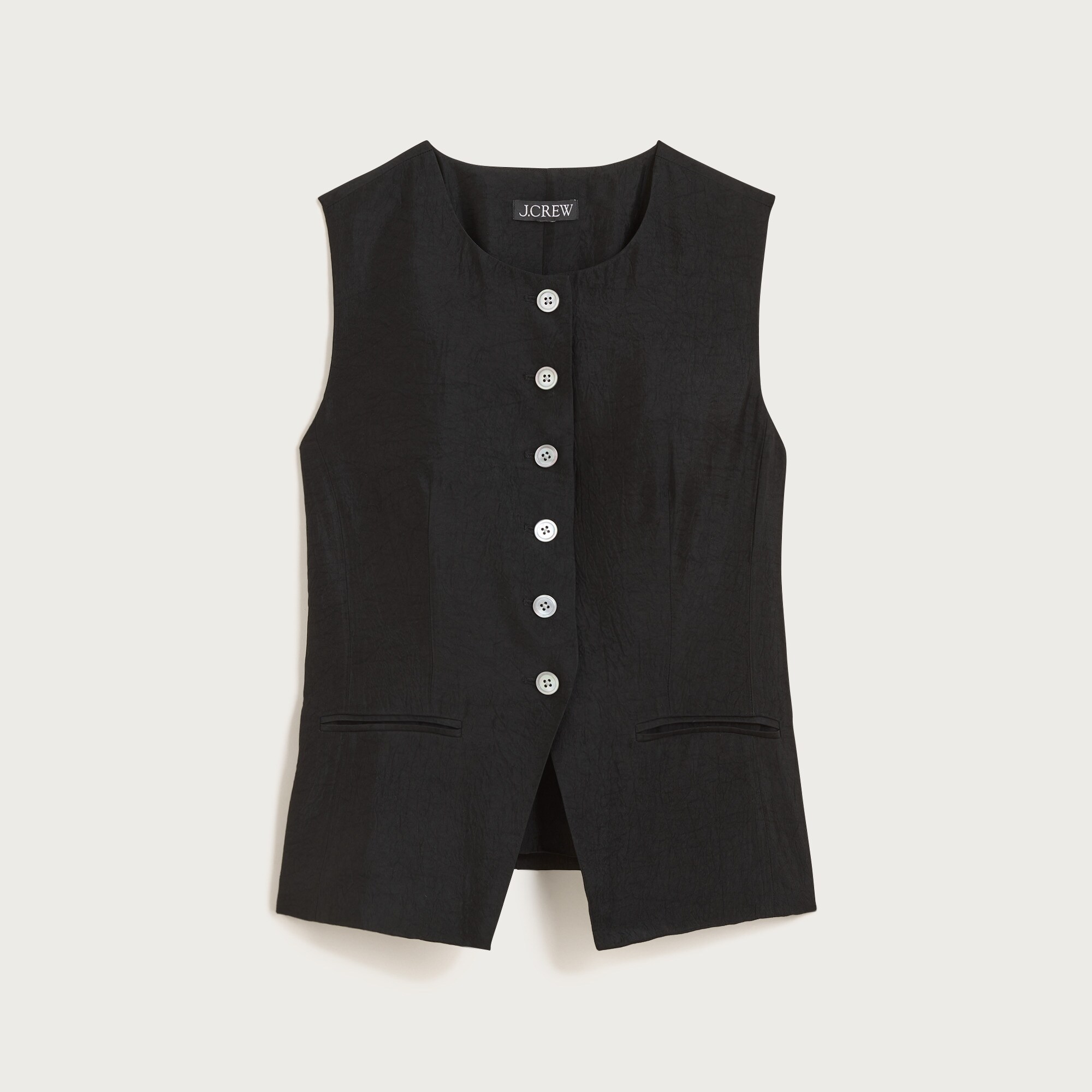 Essential cutaway vest top in textured satin