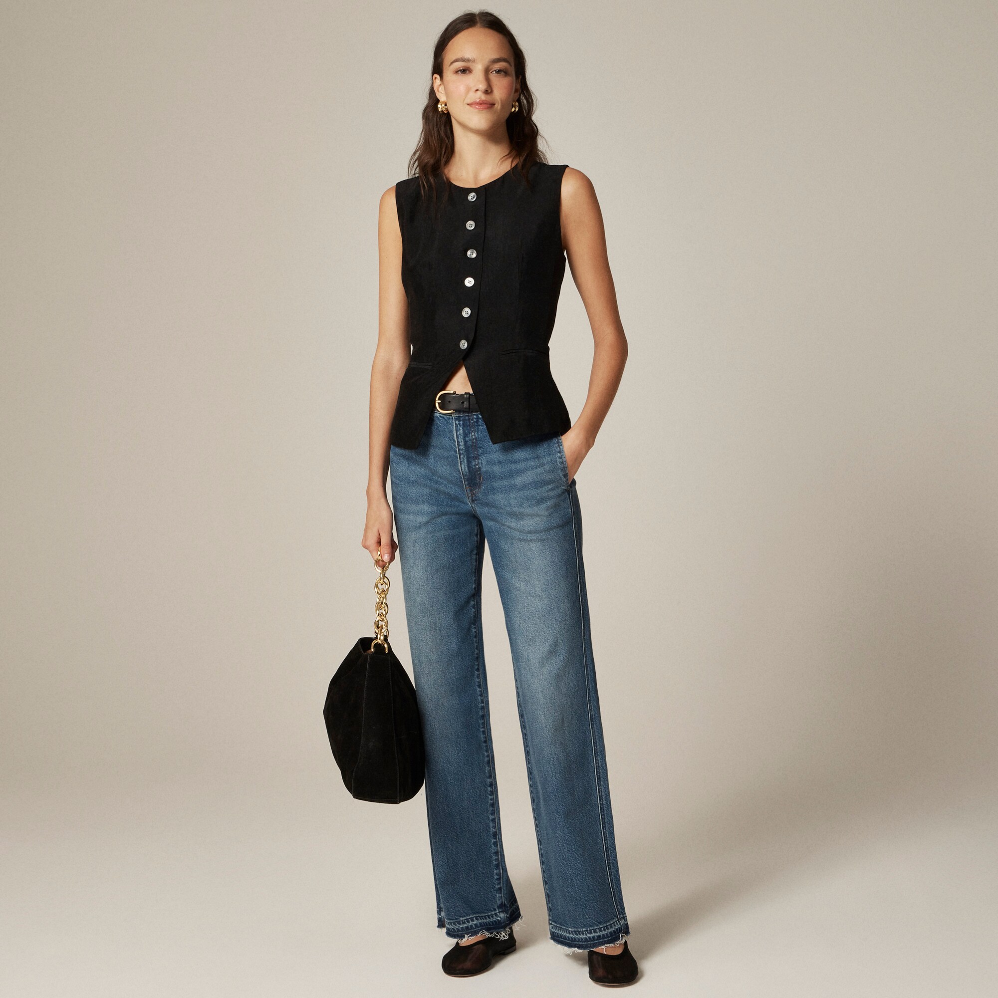 Essential cutaway vest top in textured satin - thumbnail 4