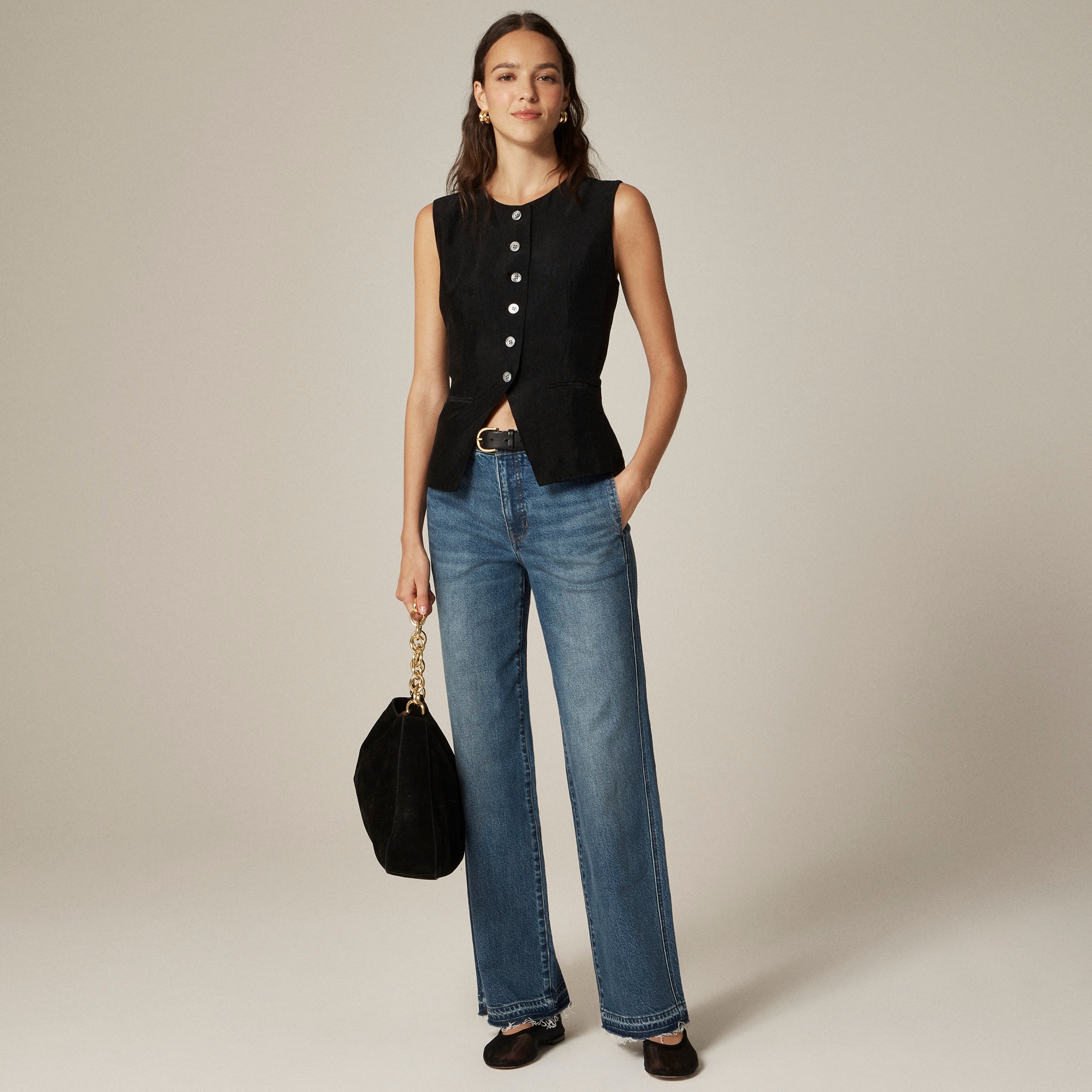 Essential cutaway vest top in textured satin