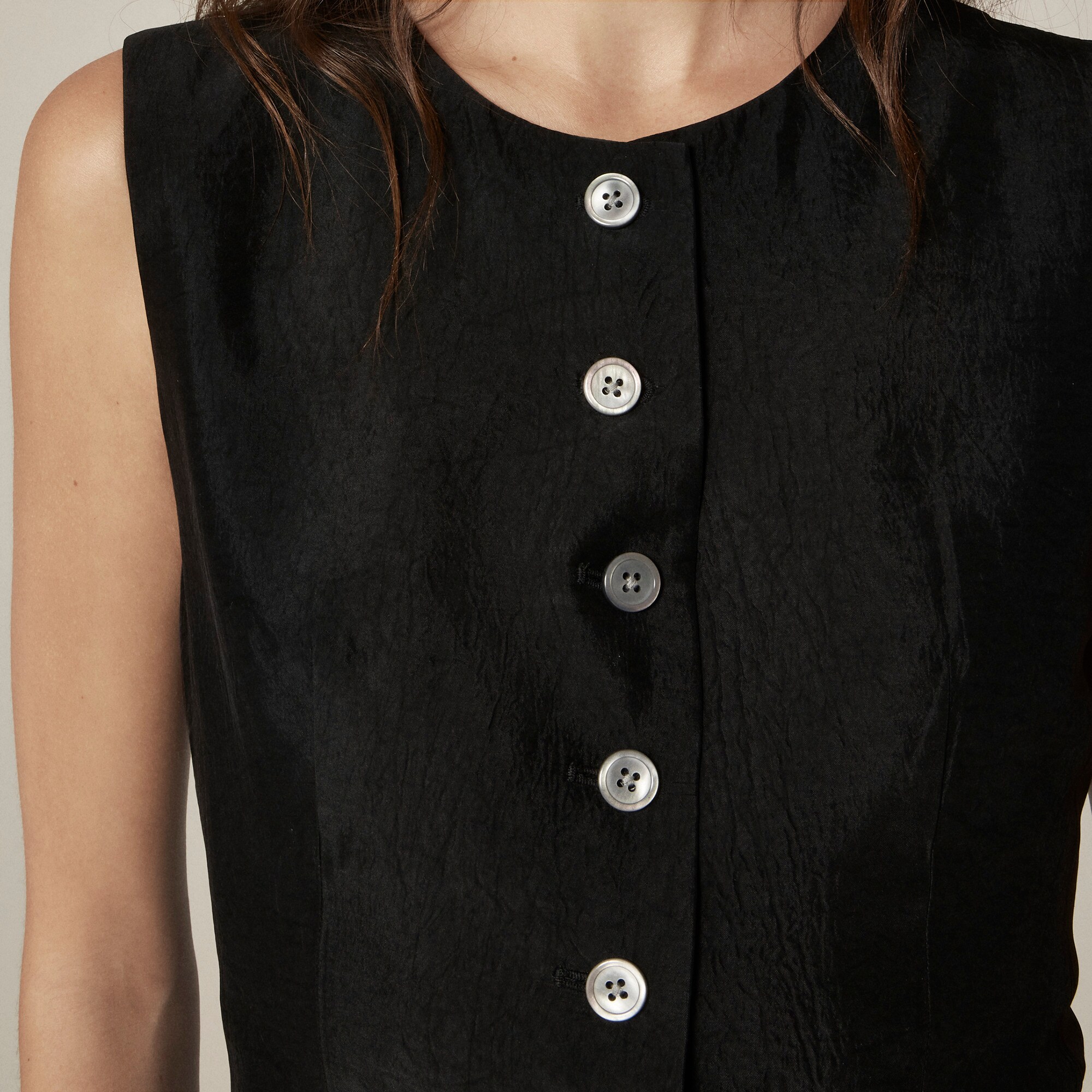 Essential cutaway vest top in textured satin