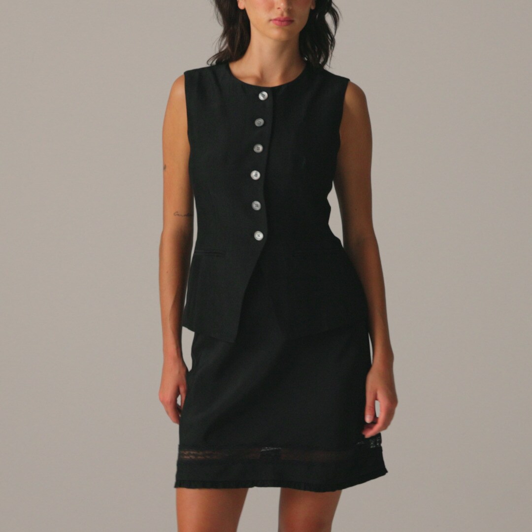 Essential cutaway vest top in textured satin