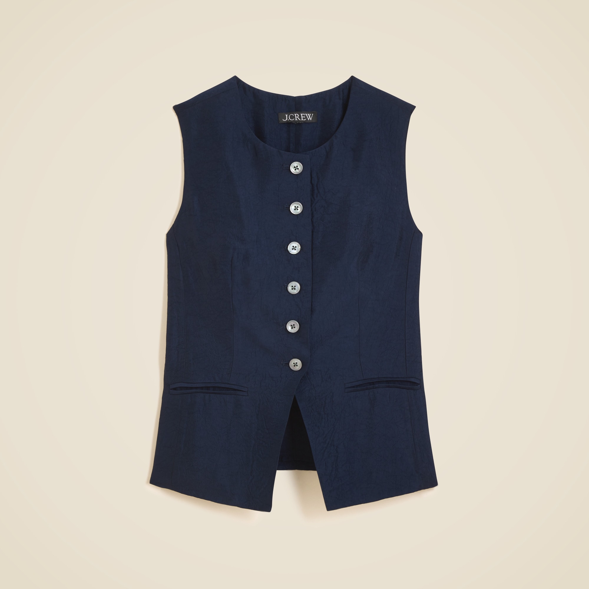 Essential cutaway vest top in textured satin