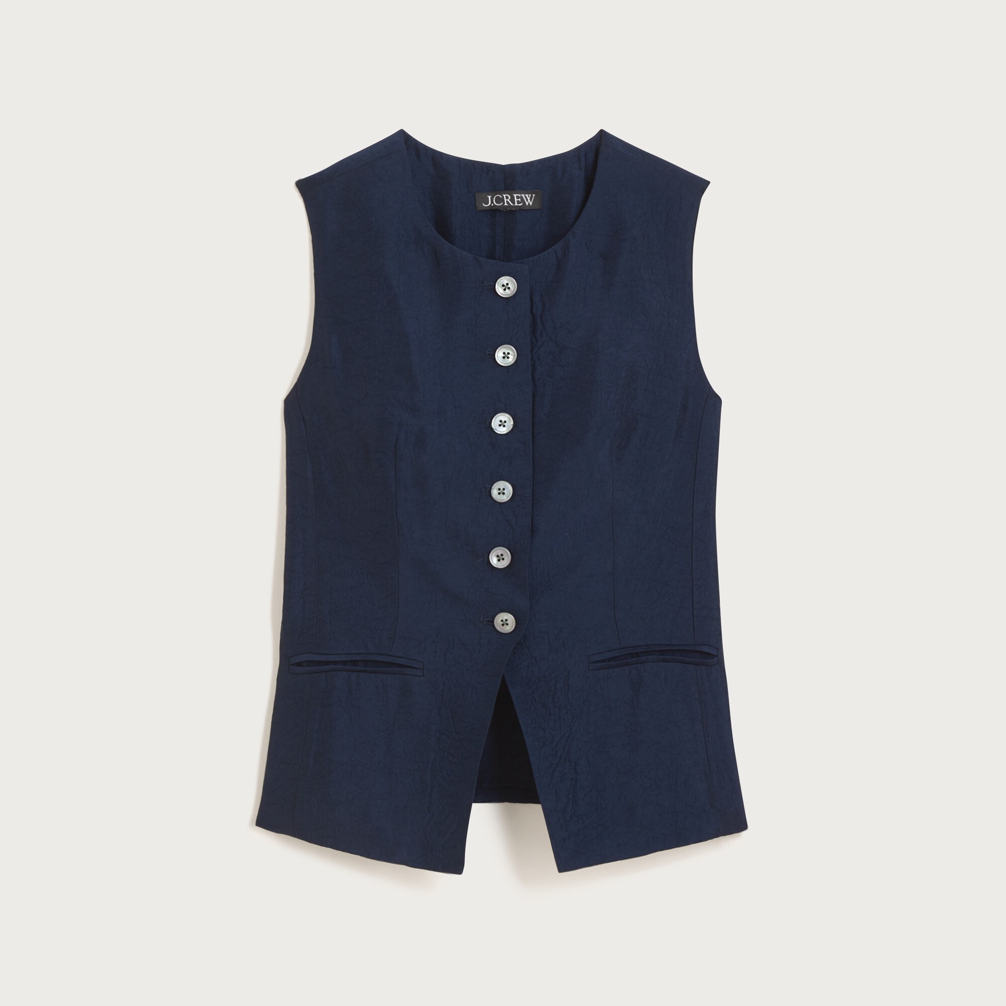 Essential cutaway vest top in textured satin