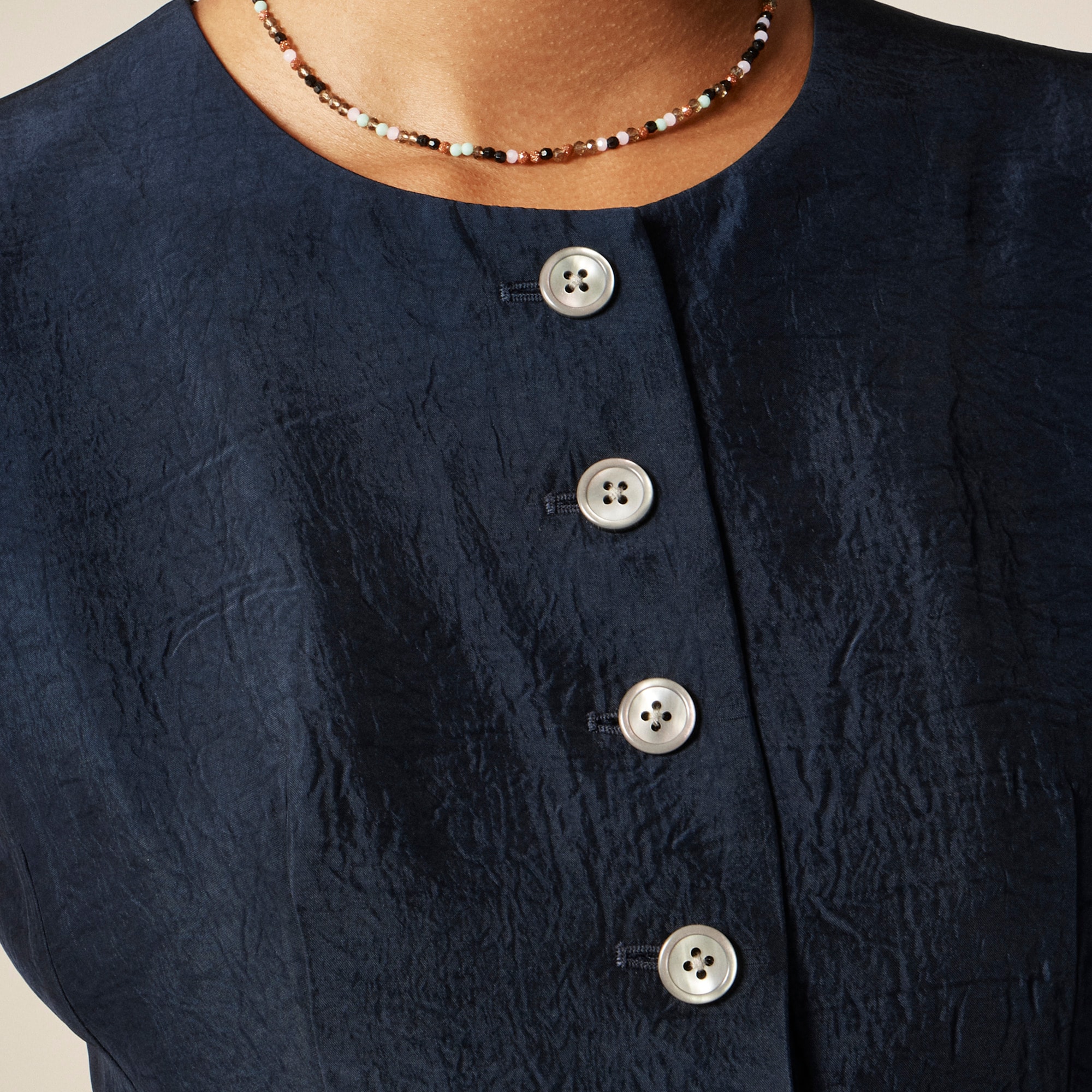 Essential cutaway vest top in textured satin