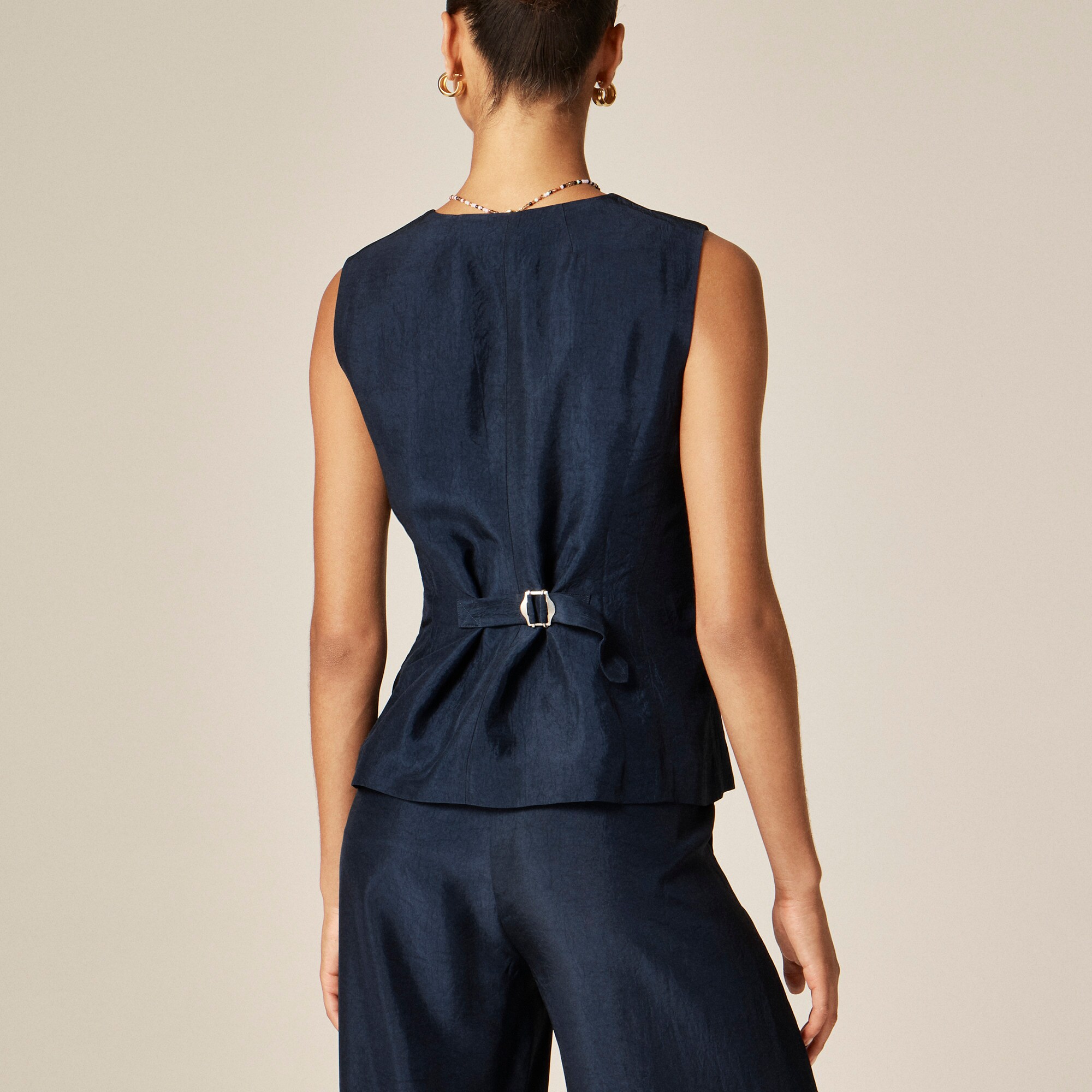 Essential cutaway vest top in textured satin