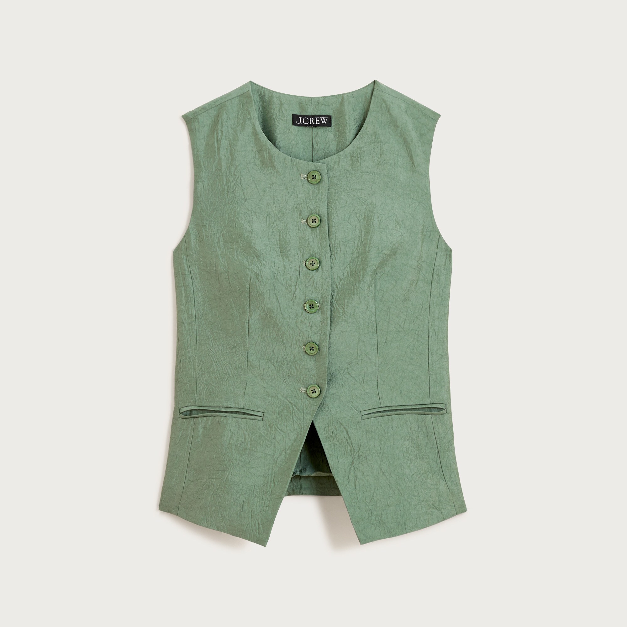 Essential cutaway vest top in textured satin