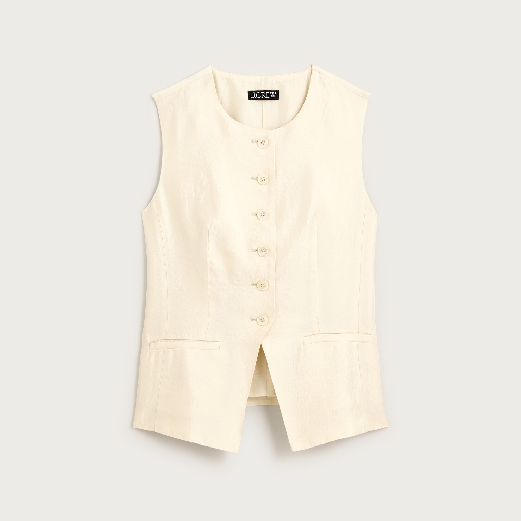 Essential cutaway vest top in textured satin