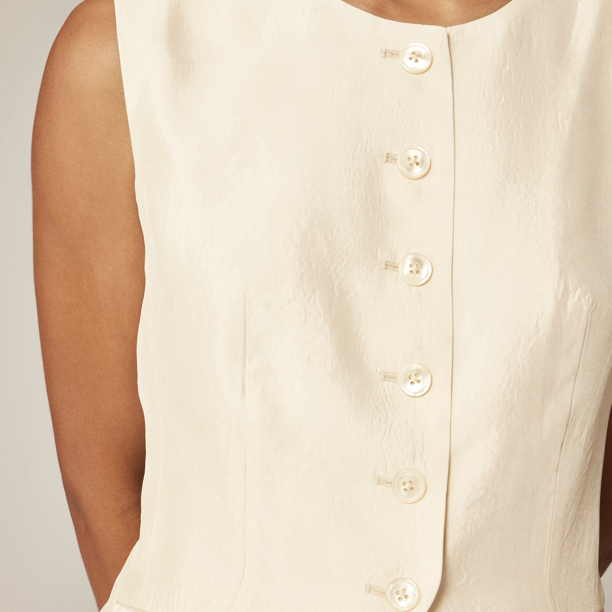 Essential cutaway vest top in textured satin