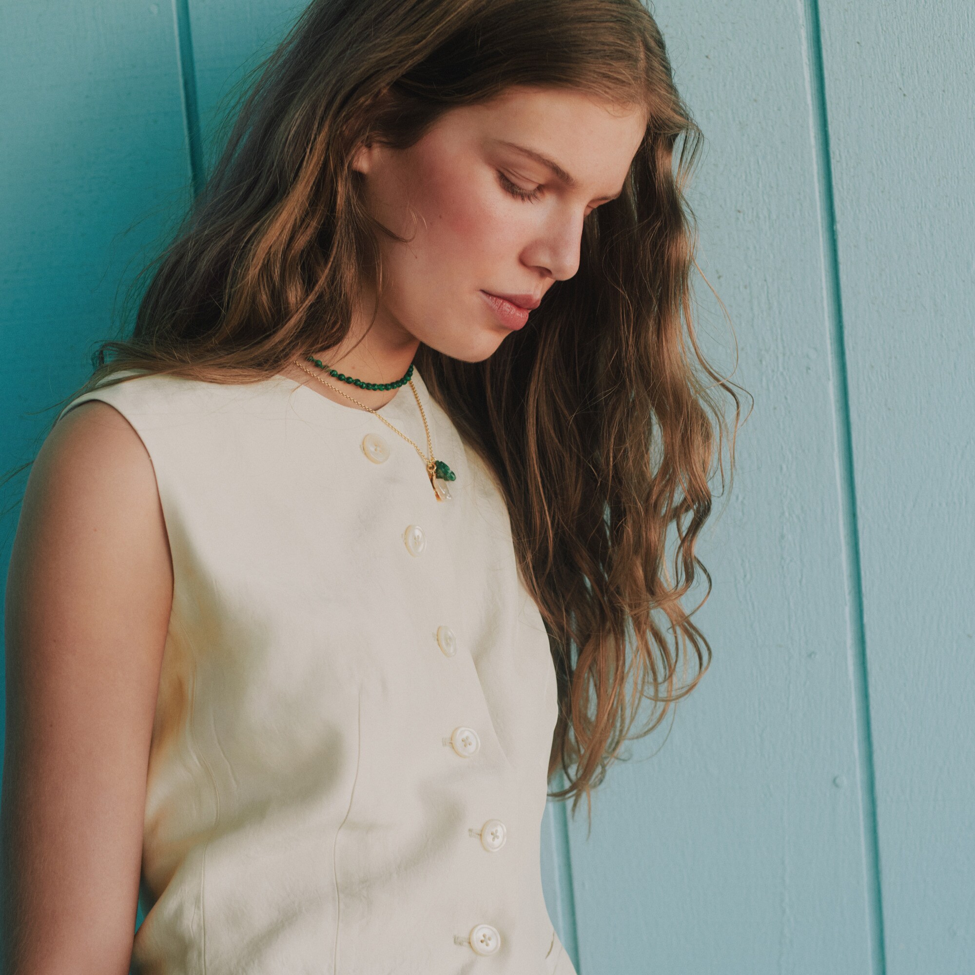 Essential cutaway vest top in textured satin
