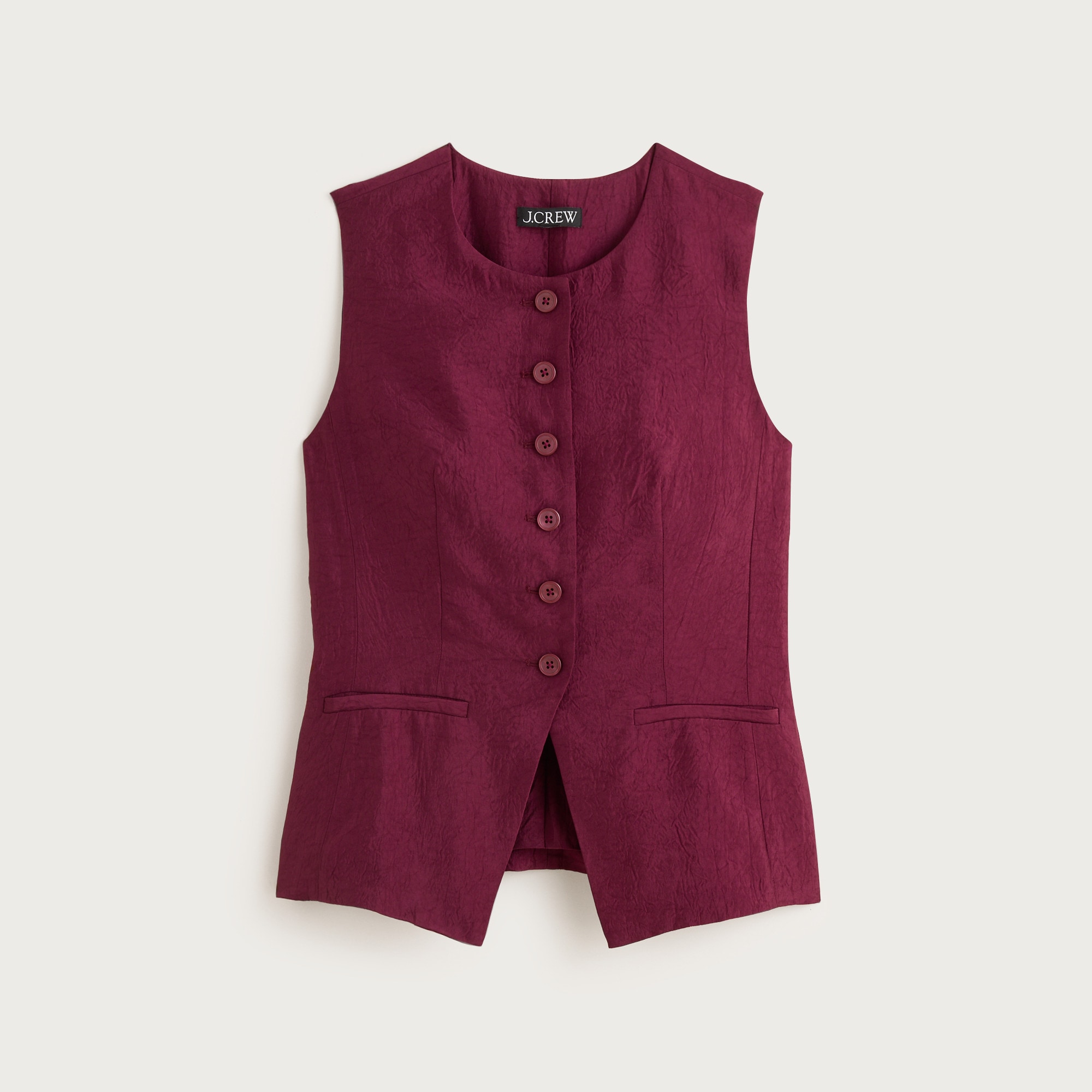 Essential cutaway vest top in textured satin