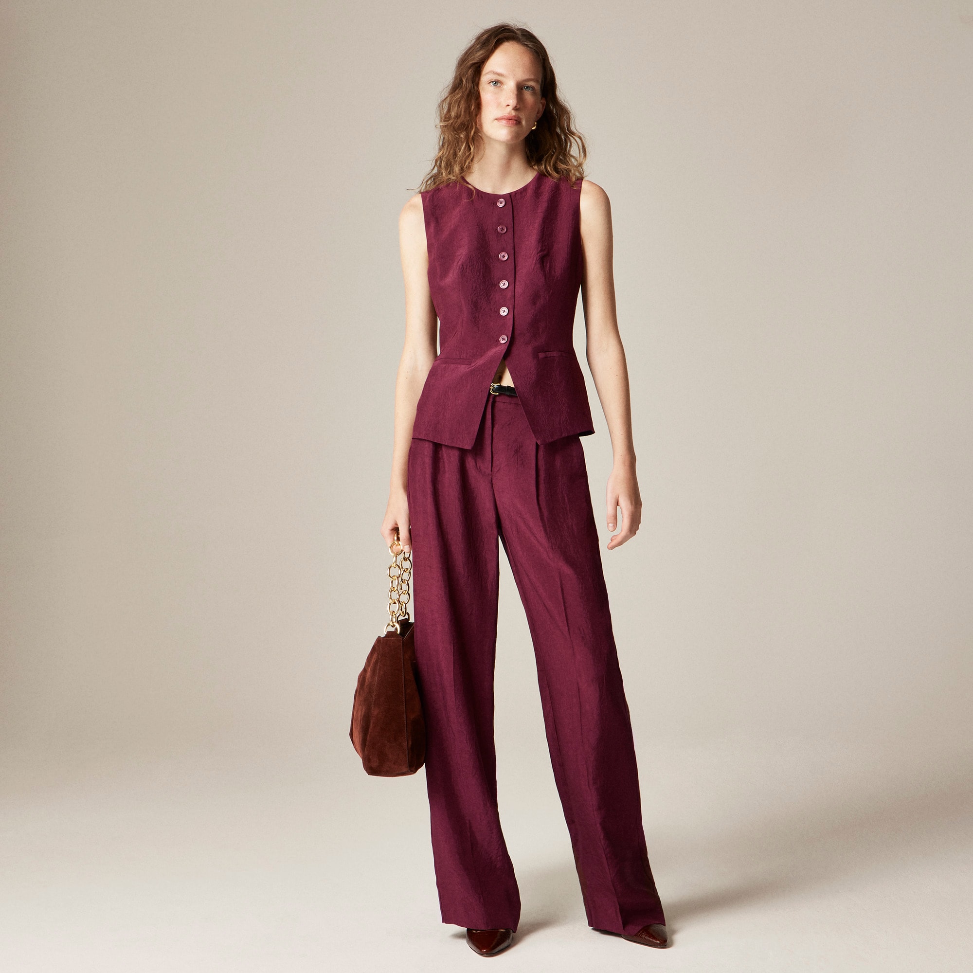 Essential cutaway vest top in textured satin