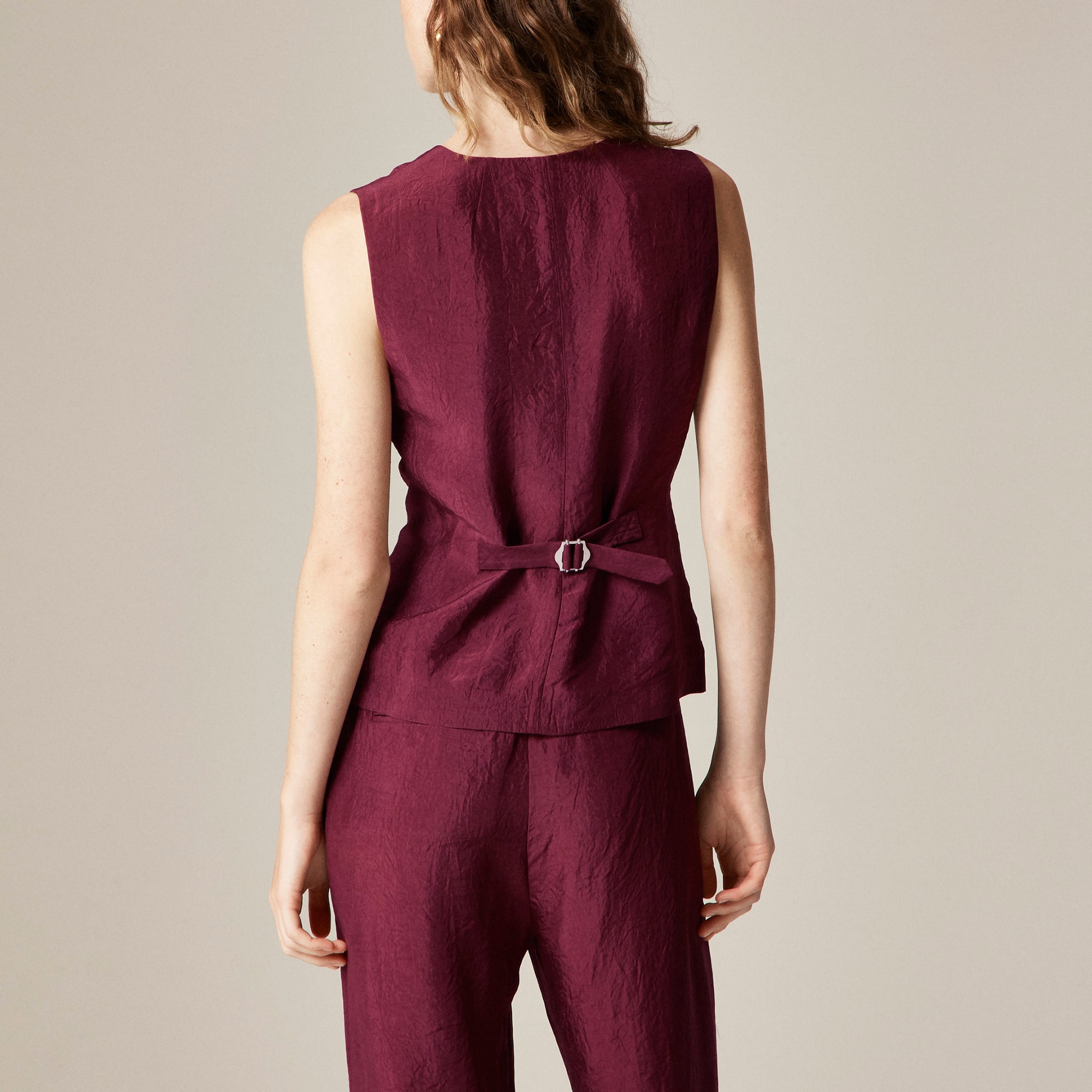 Essential cutaway vest top in textured satin