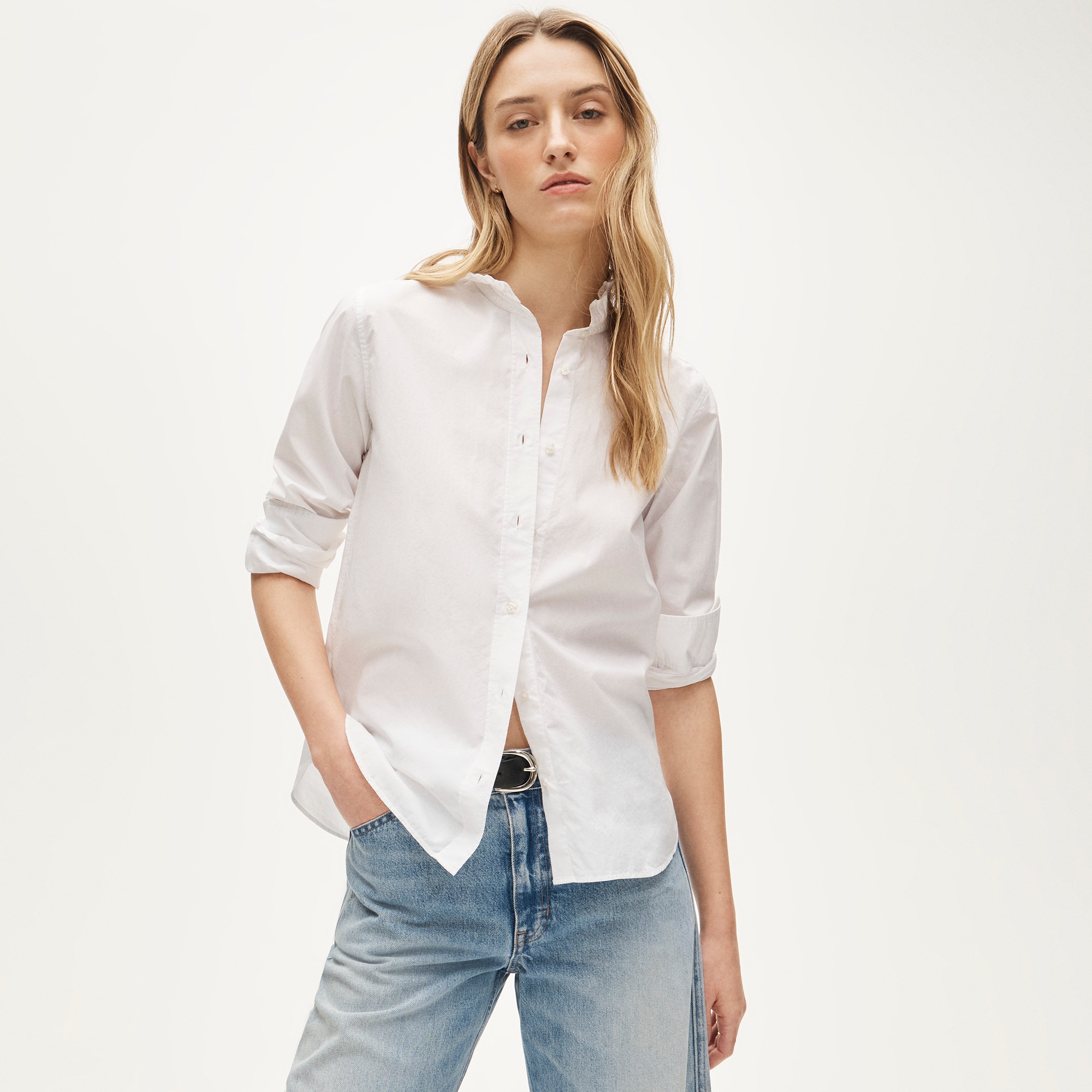 Jules ruffle-collar shirt in cotton poplin
