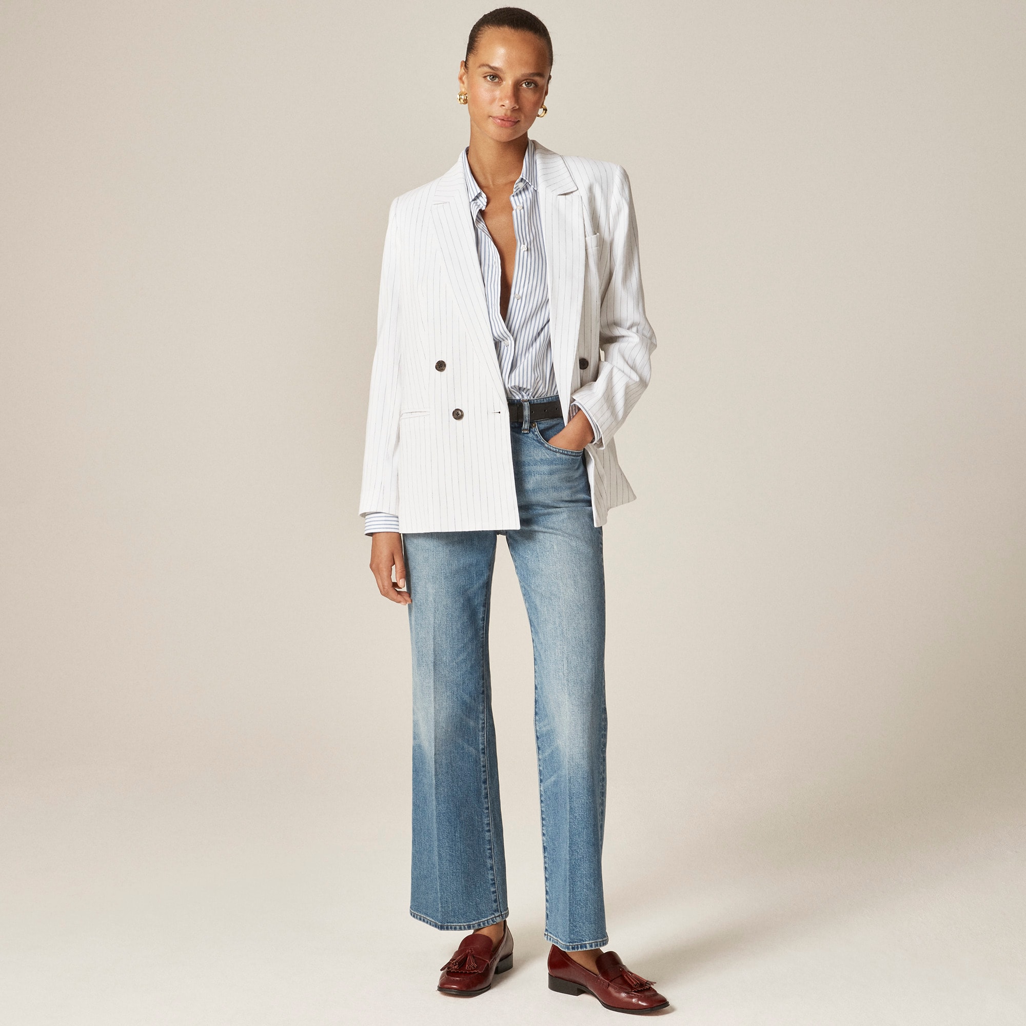 Jules classic-fit shirt in striped cotton poplin