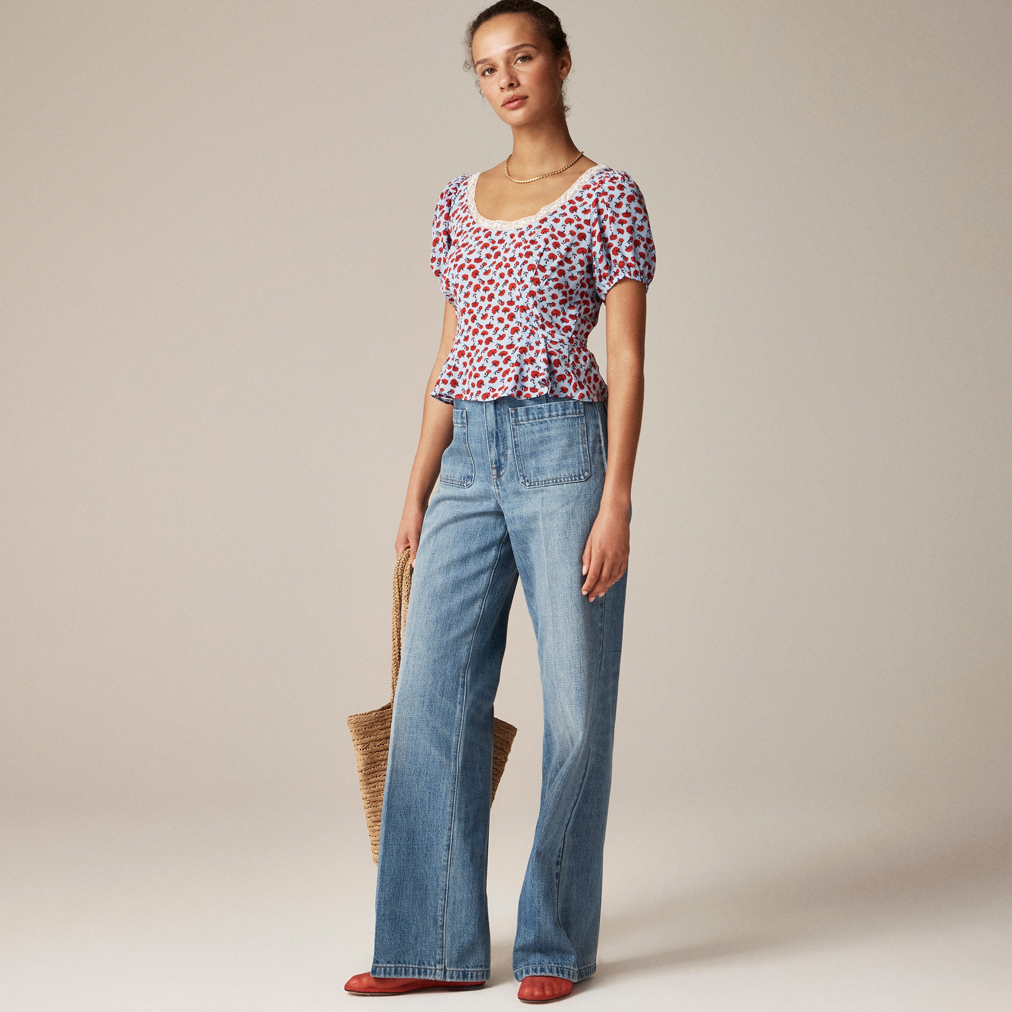  Rouje X J.Crew Poet top in carnation print