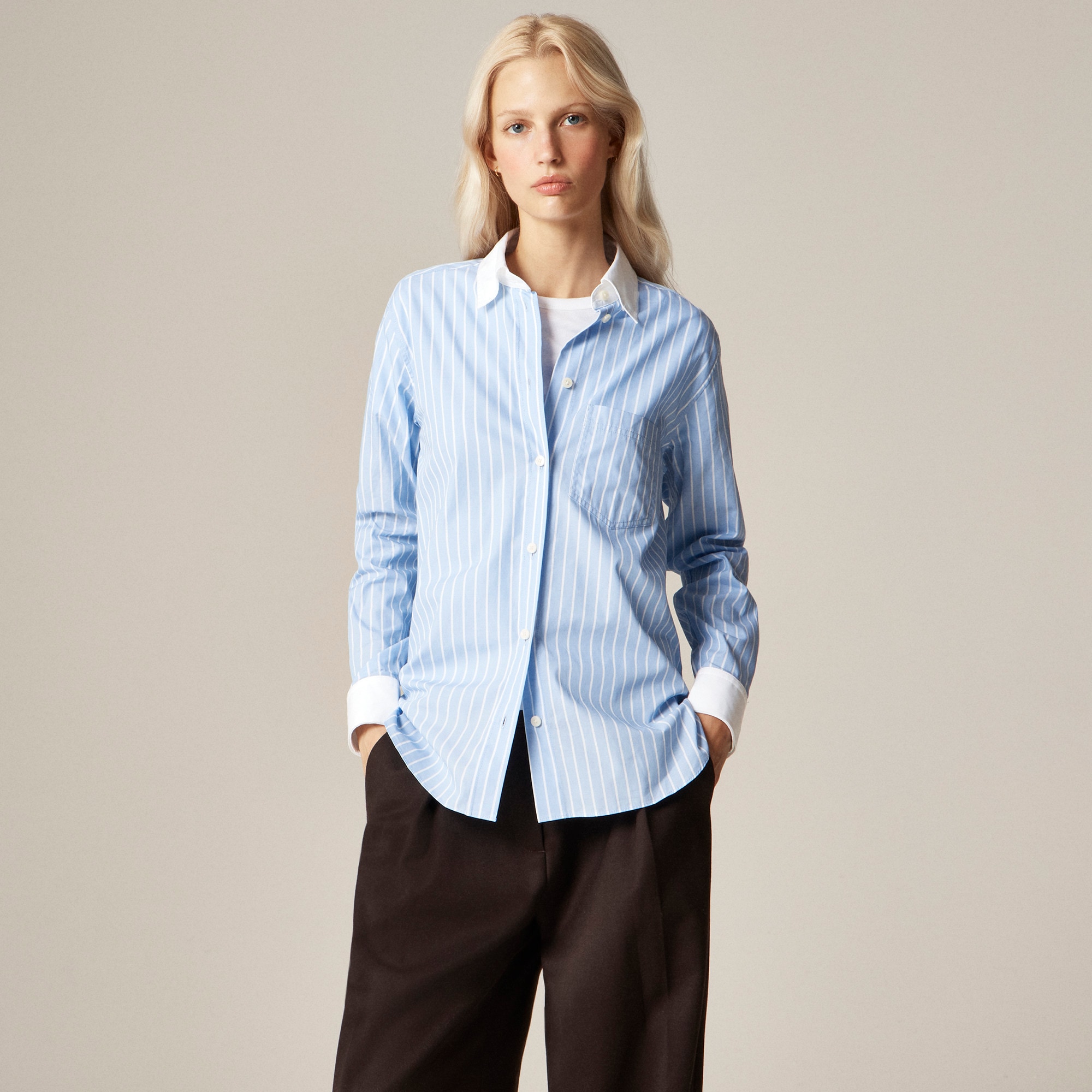 Alex Eagle X J.Crew button-up shirt in pinstripe - image 2