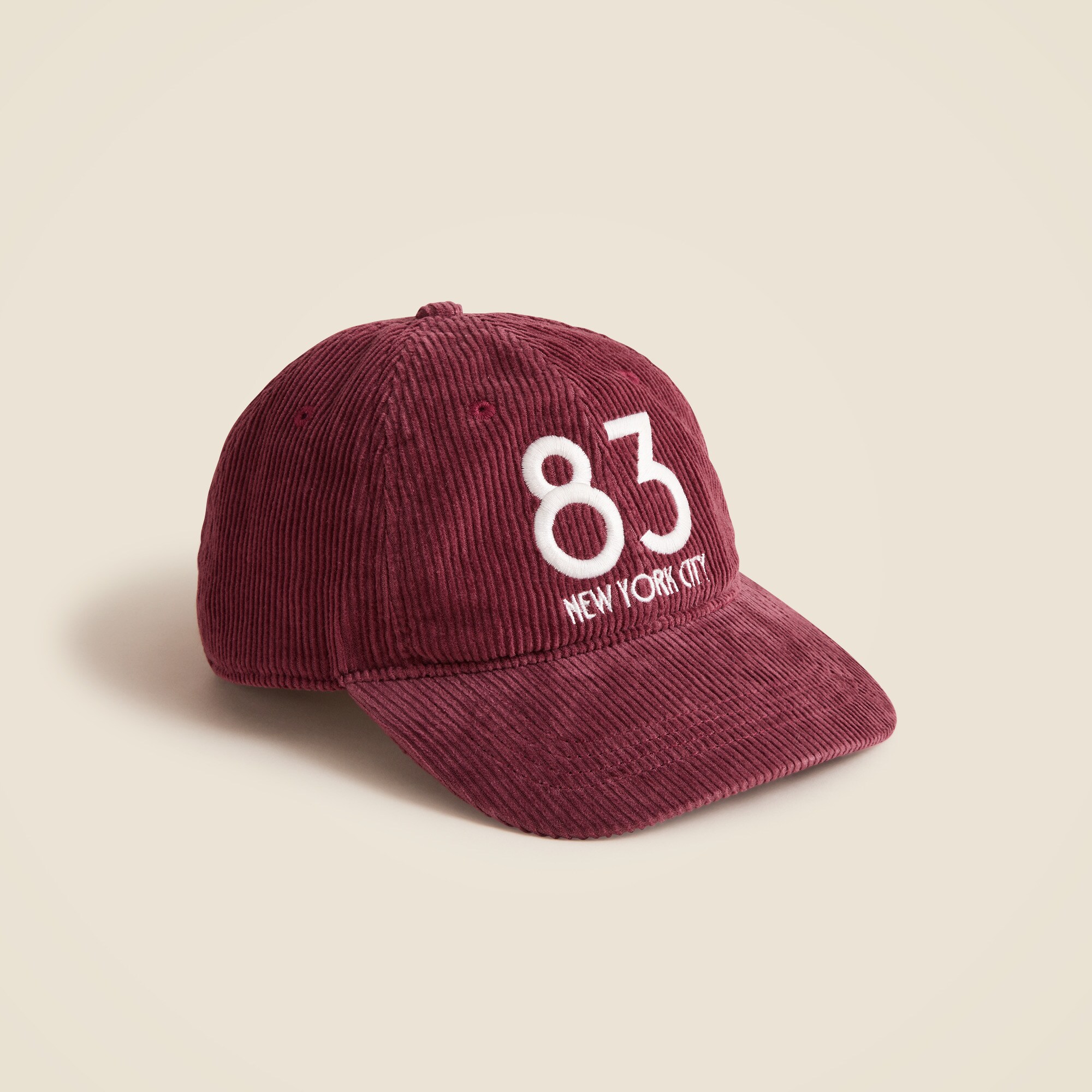 Embroidered corduroy baseball cap