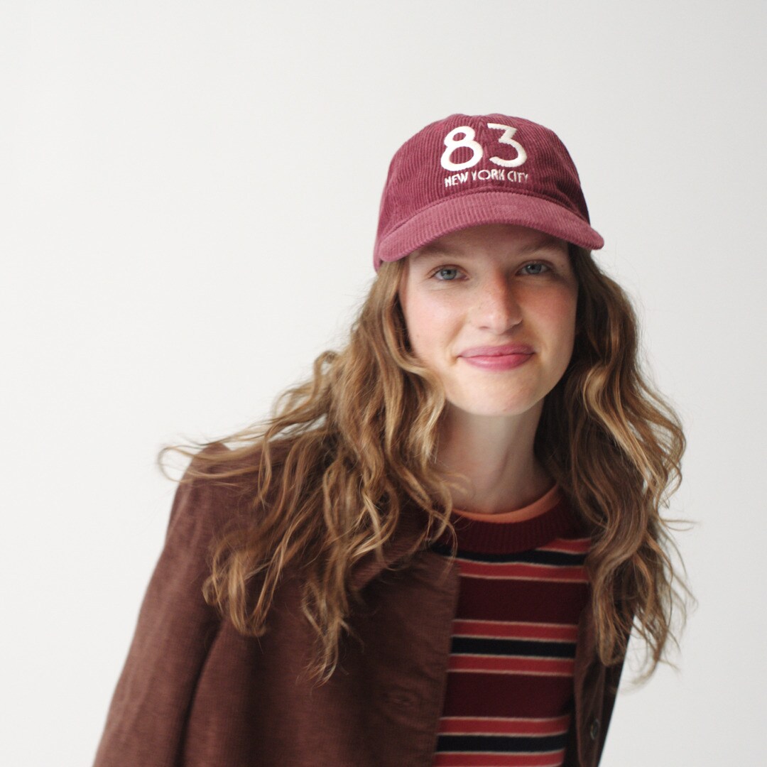 Embroidered corduroy baseball cap
