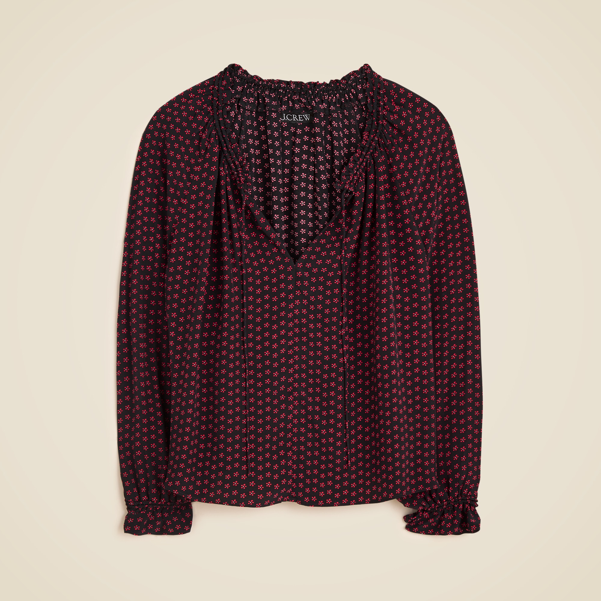 Popover top in ditsy floral crepe de chine