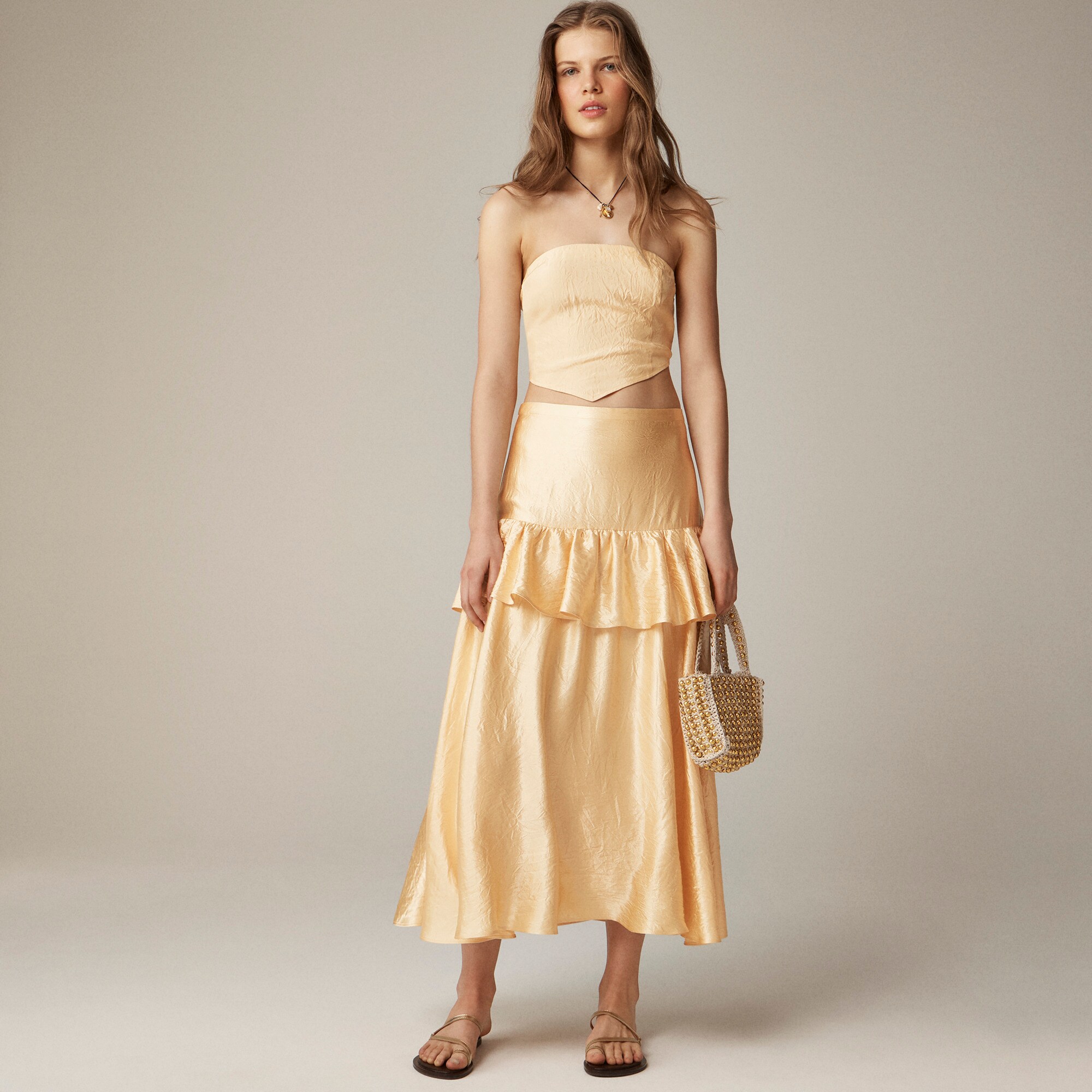 Collection ruffle-tier midi skirt