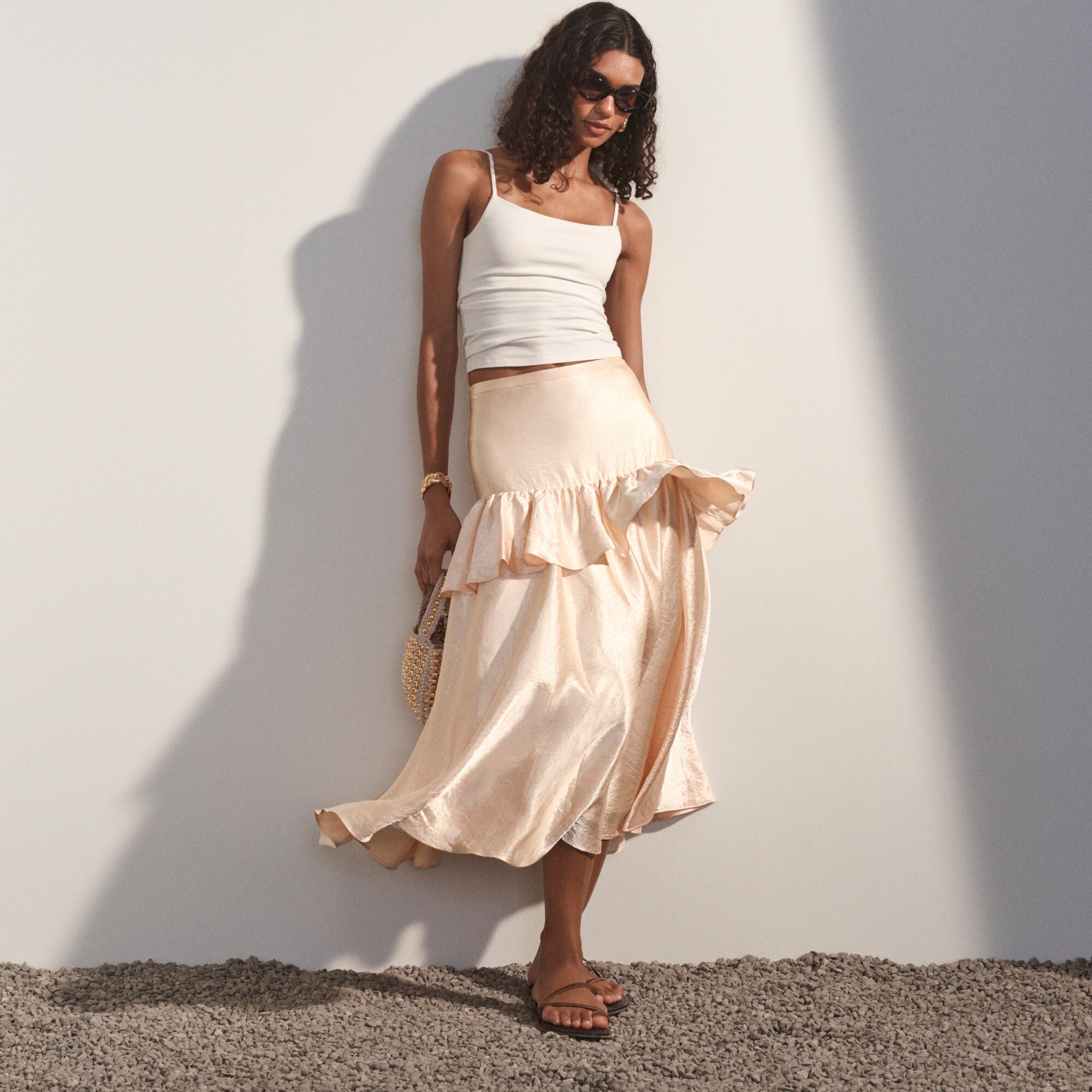 Collection Ruffle-tier Midi Skirt For Women | J.Crew