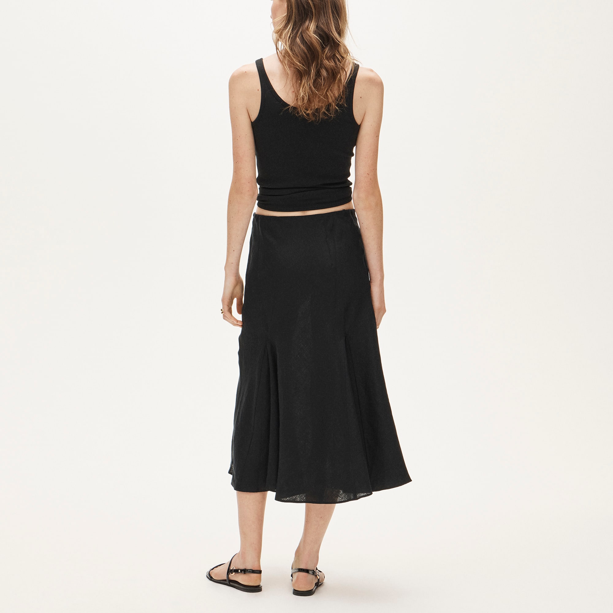 Gwyneth flounce-hem slip skirt in linen