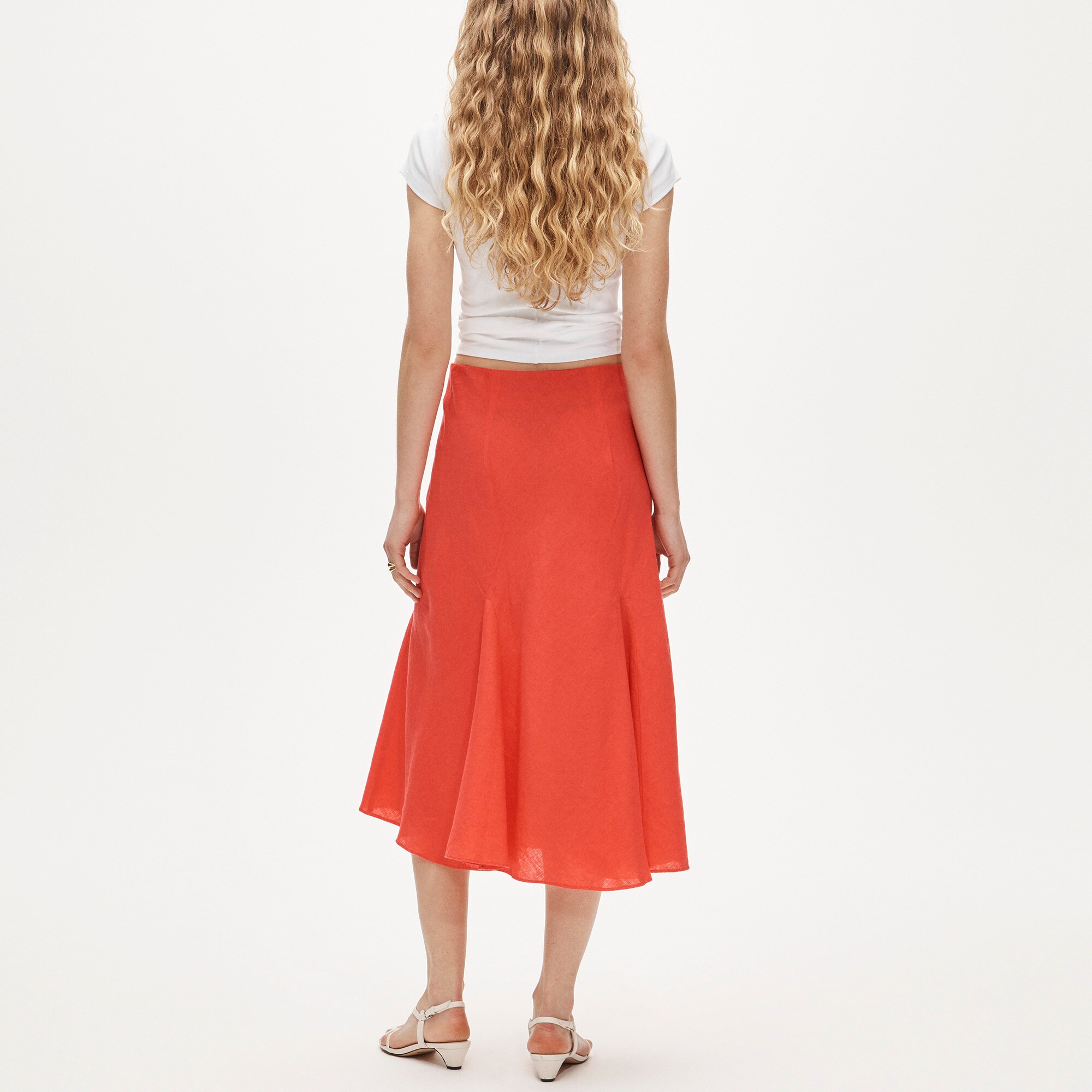 Gwyneth flounce-hem slip skirt in linen