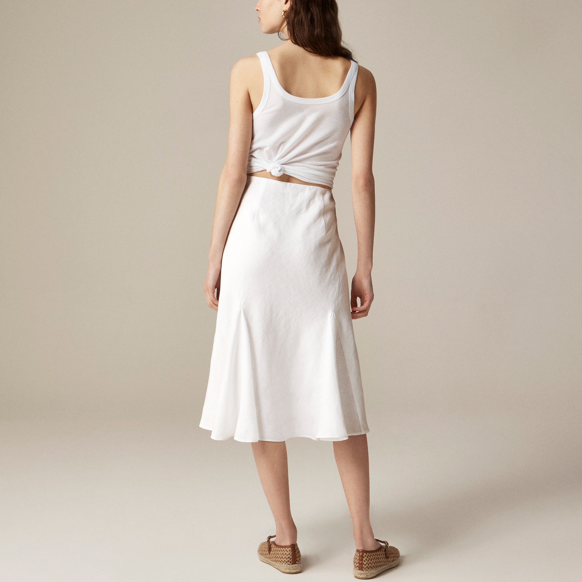 Gwyneth flounce-hem slip skirt in linen