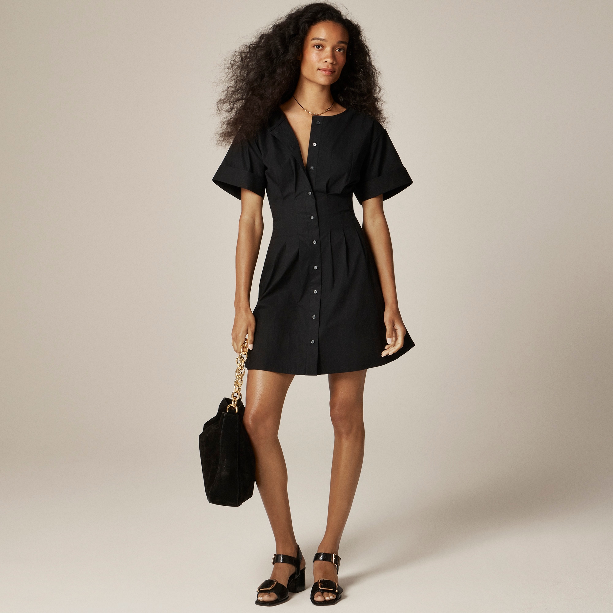 womens Wren mini shirtdress in cotton-blend poplin