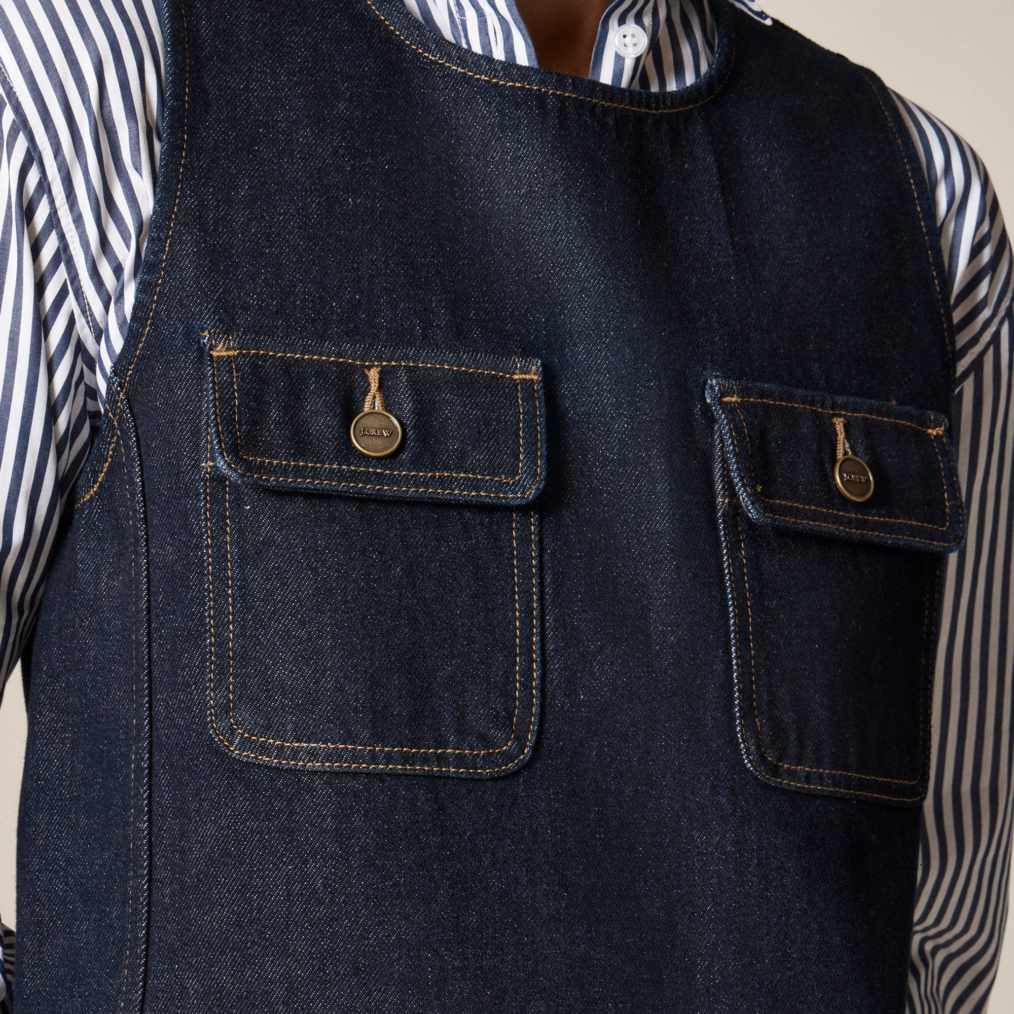 Patch-pocket shift dress in denim - image 3