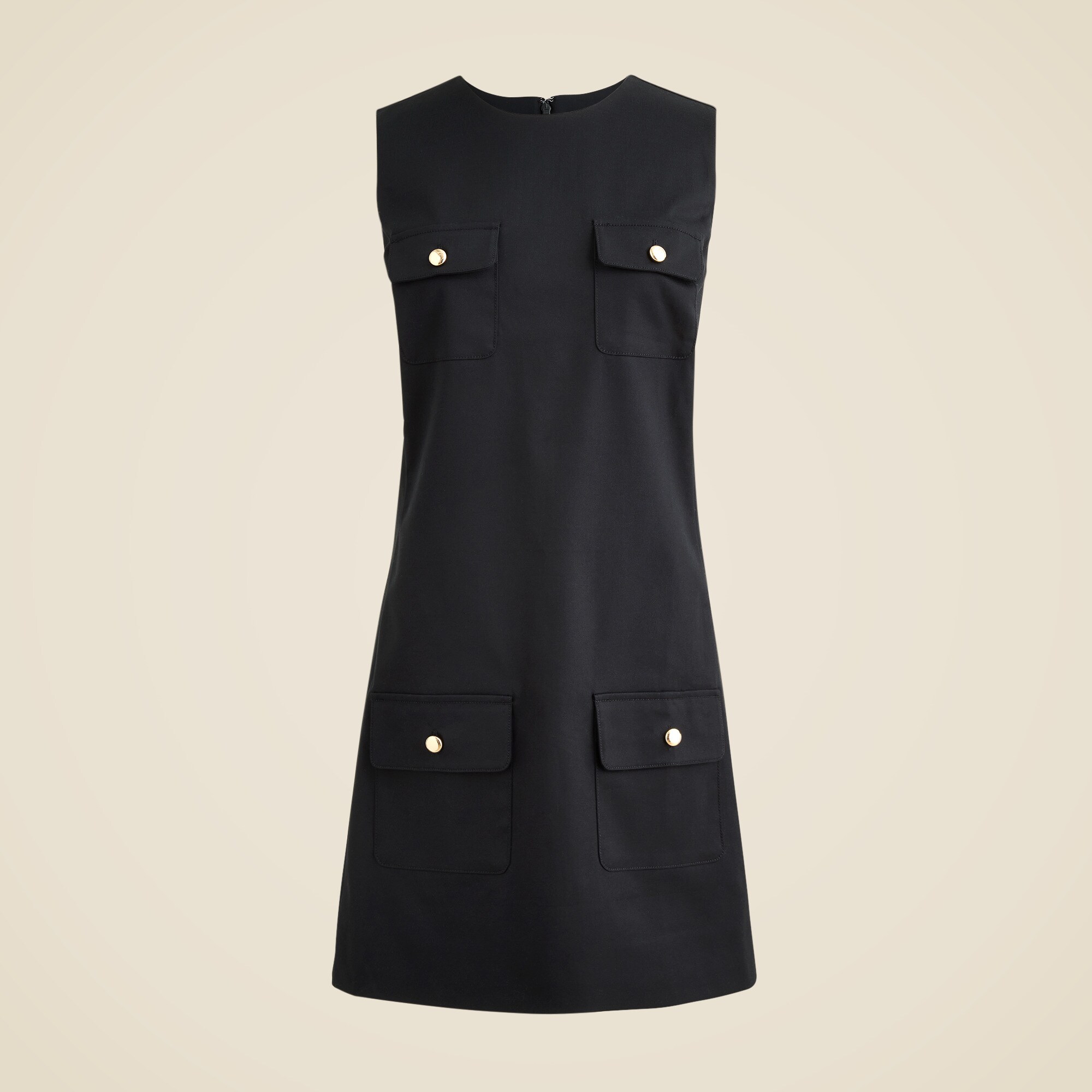 Patch-pocket shift dress in stretch chino