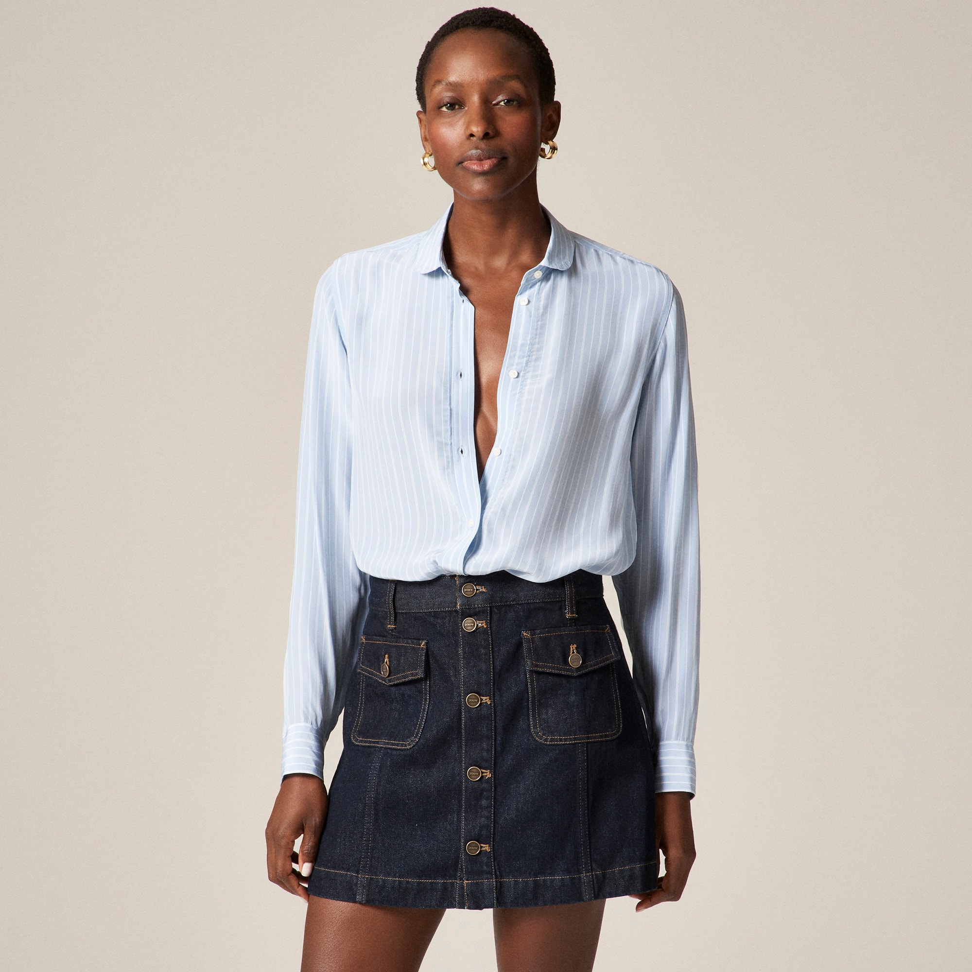 Patch-pocket Denim Mini Skirt In Rinse Wash For Women | J.Crew