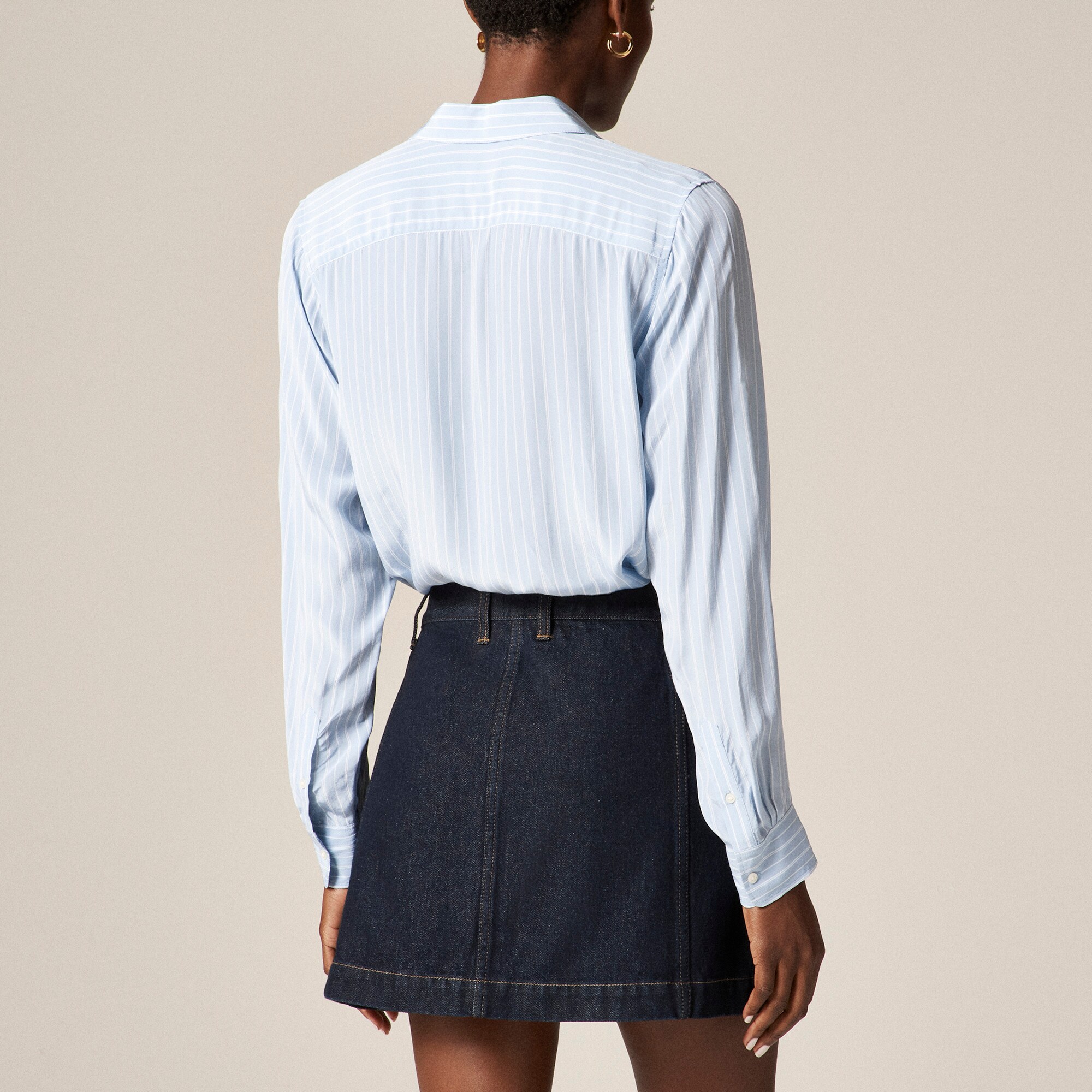 Tall patch-pocket denim mini skirt in Rinse wash