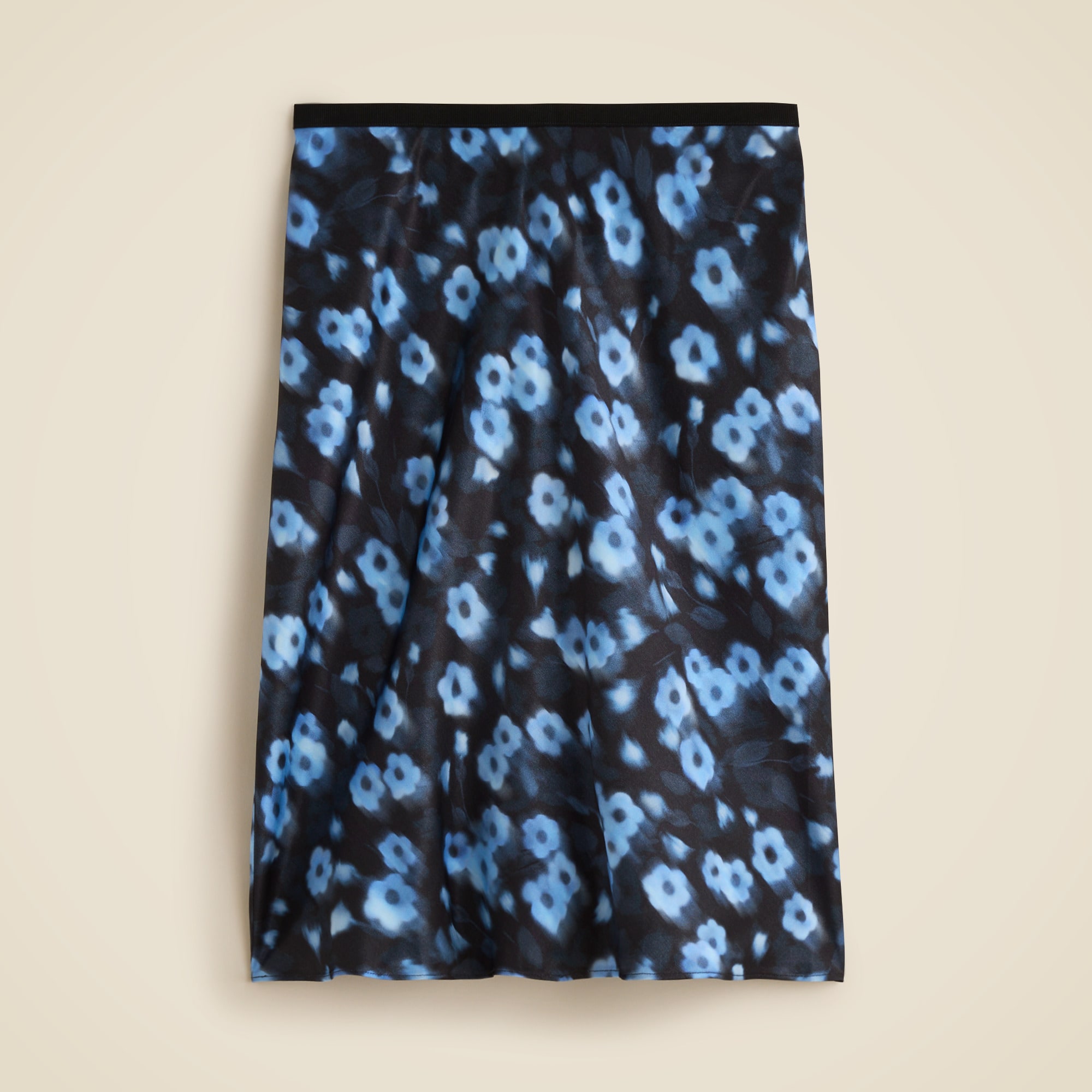 Gwen knee-length slip skirt in blurry floral luster charmeuse